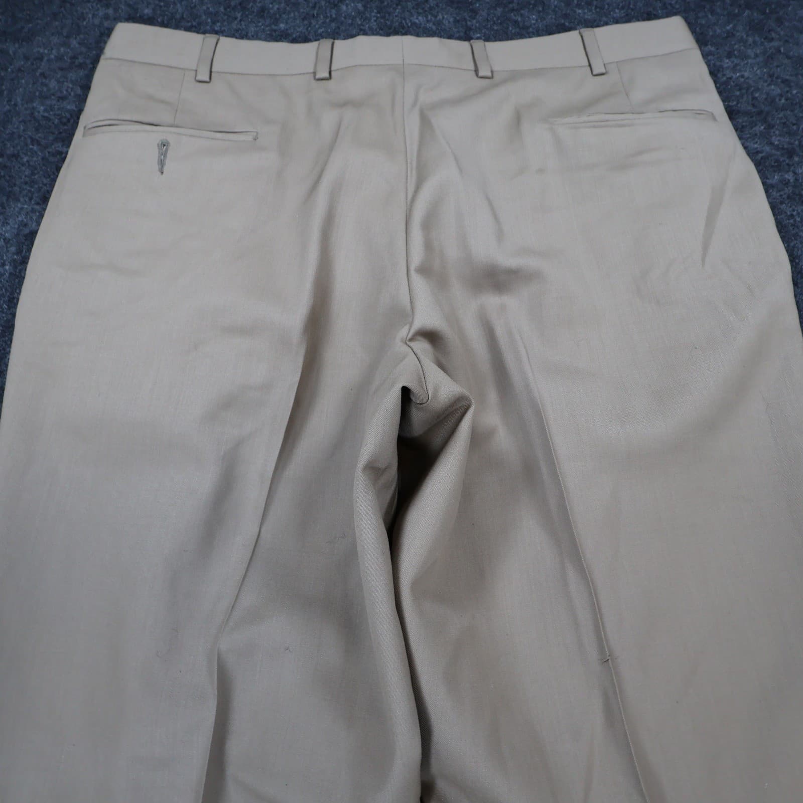 Jos. A. Bank Dress Pants Mens 38x27 Tan Wool Pleated Executive Collection Cuffed - Thumbnail 9