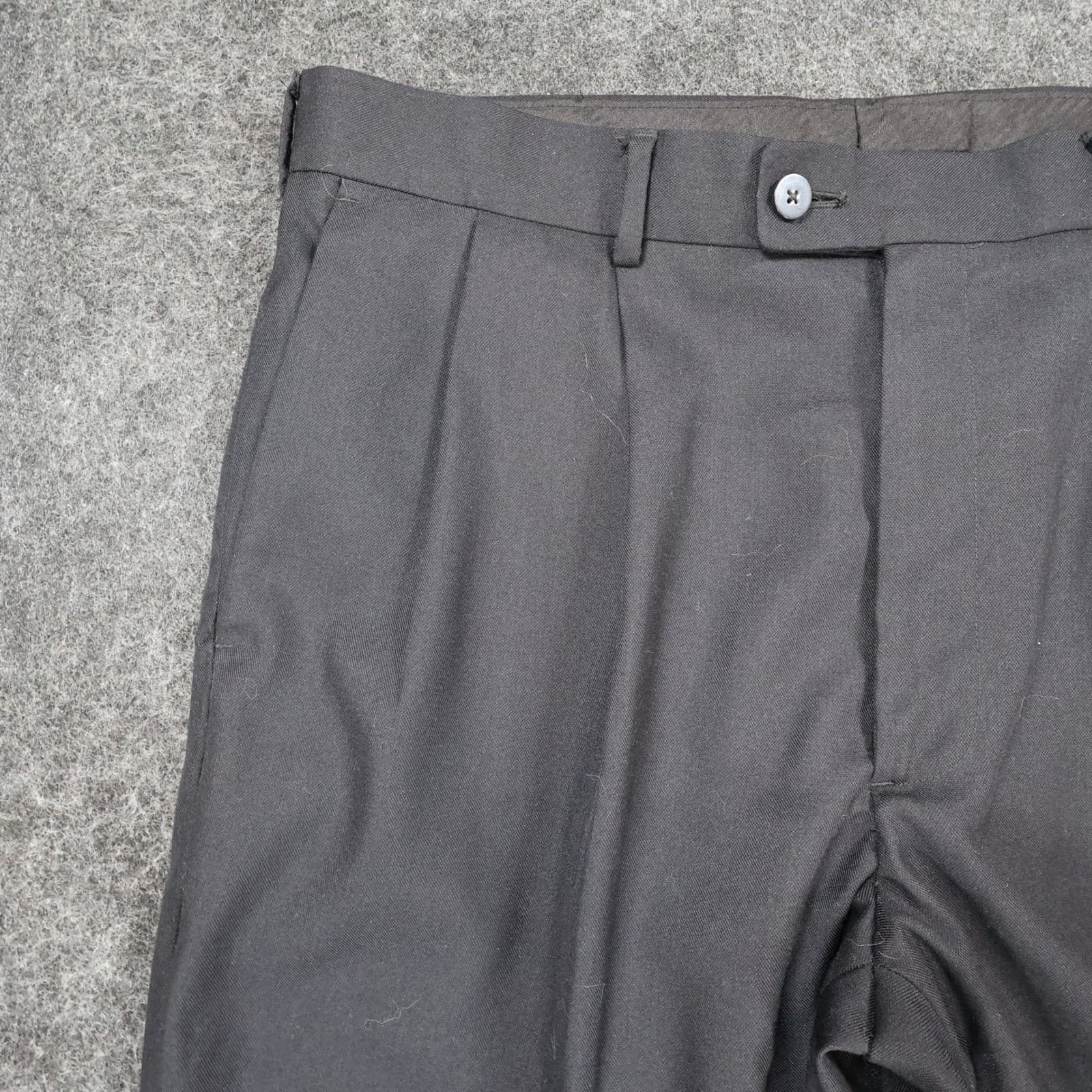 Axist Dress Pants Mens 36x30 Black Poly Rayon Pleated Cuffed Business Trousers - Thumbnail 11