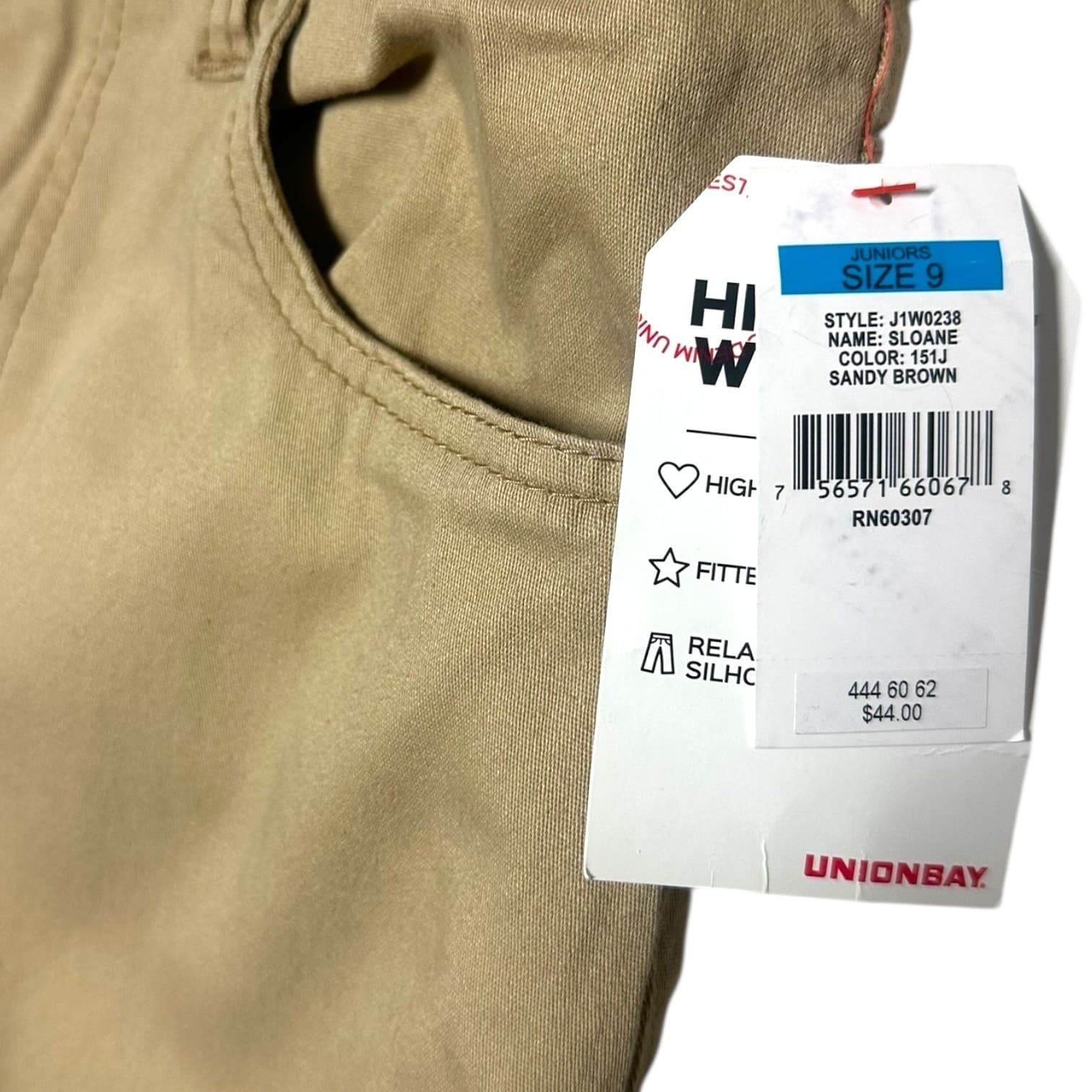 Unionbay Juniors High Rise Wide Leg Pants Sandy Brown Size 9 - Thumbnail 4
