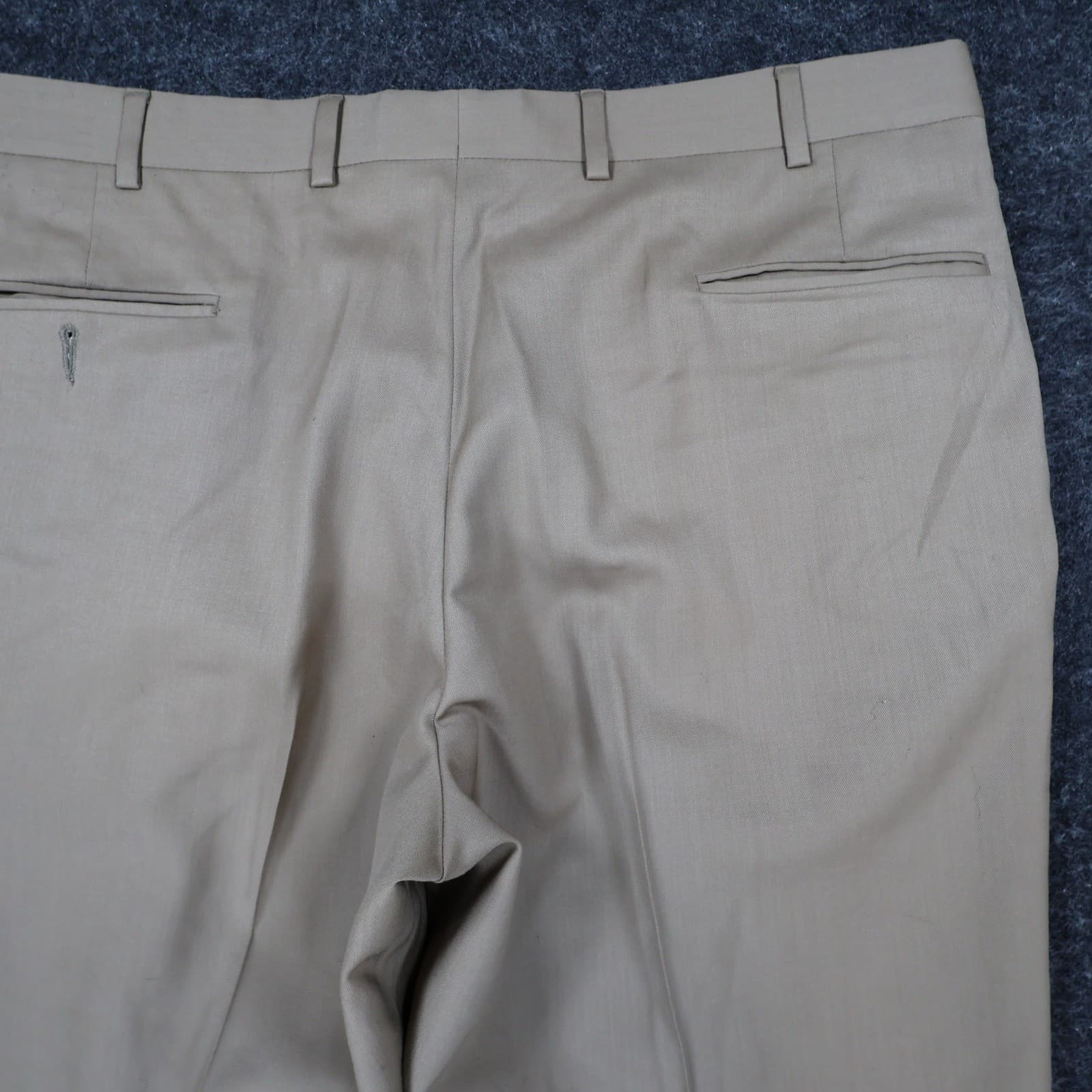 Jos. A. Bank Dress Pants Mens 38x27 Tan Wool Pleated Executive Collection Cuffed - Thumbnail 11