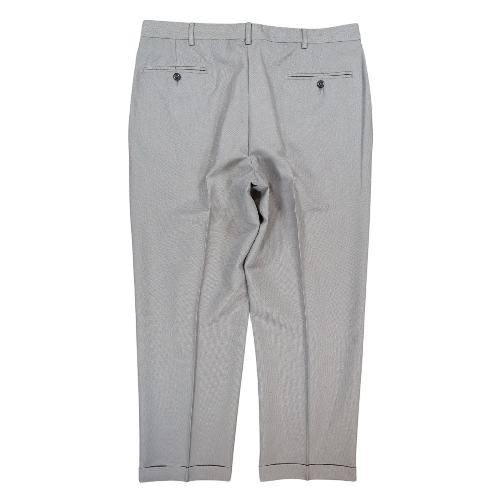 Roundtree & Yorke Dress Pants Mens 38x30 Gray Polyester Pleated Easy Care Slacks - Thumbnail 2