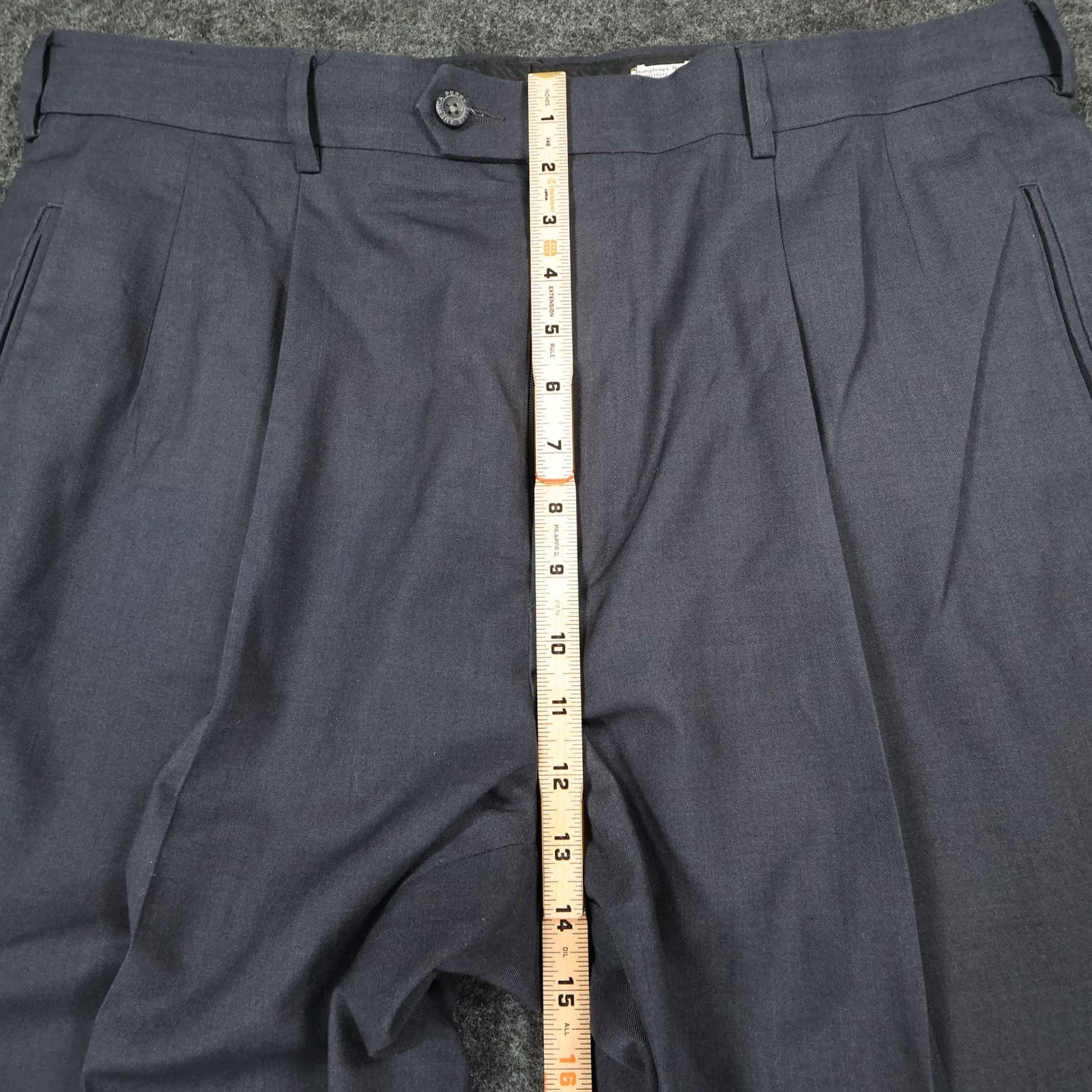 Perry Ellis America Dress Pants Mens 38x30 Gray Polyester Rayon Pleated Cuffed - Thumbnail 5