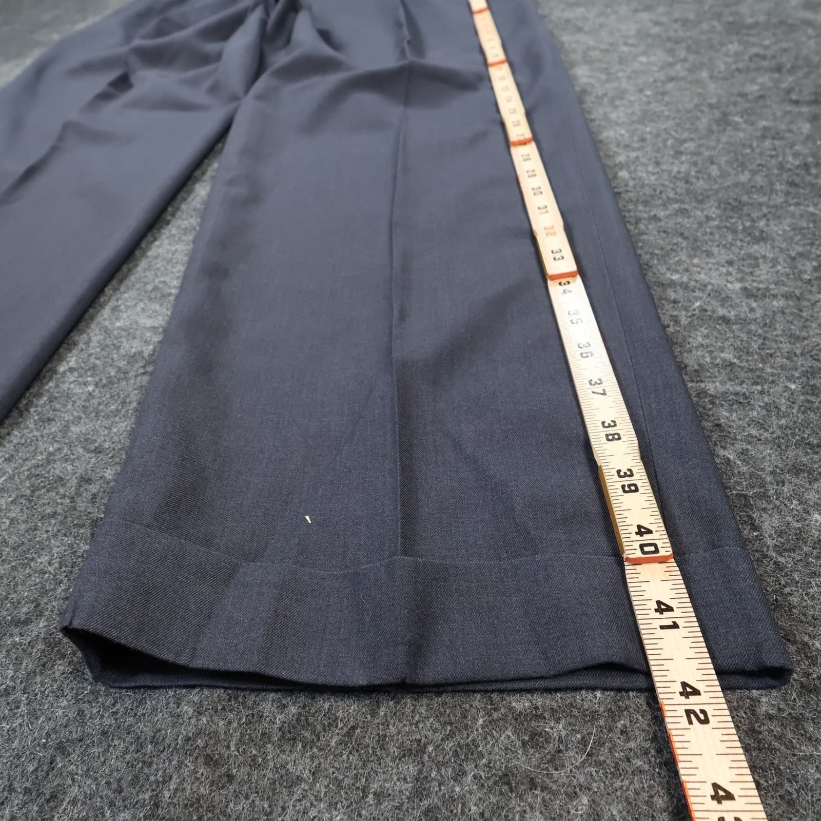 Perry Ellis America Dress Pants Mens 38x30 Gray Polyester Rayon Pleated Cuffed - Thumbnail 3