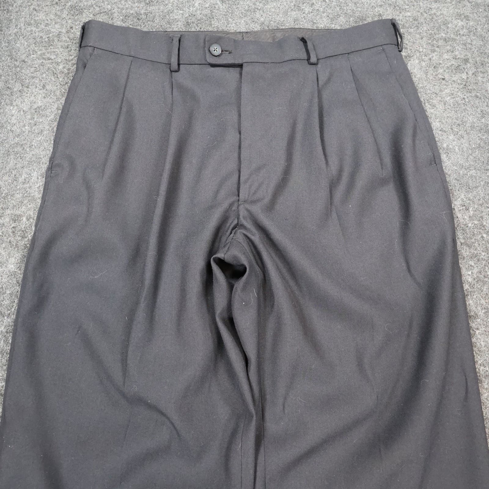 Axist Dress Pants Mens 36x30 Black Poly Rayon Pleated Cuffed Business Trousers - Thumbnail 9