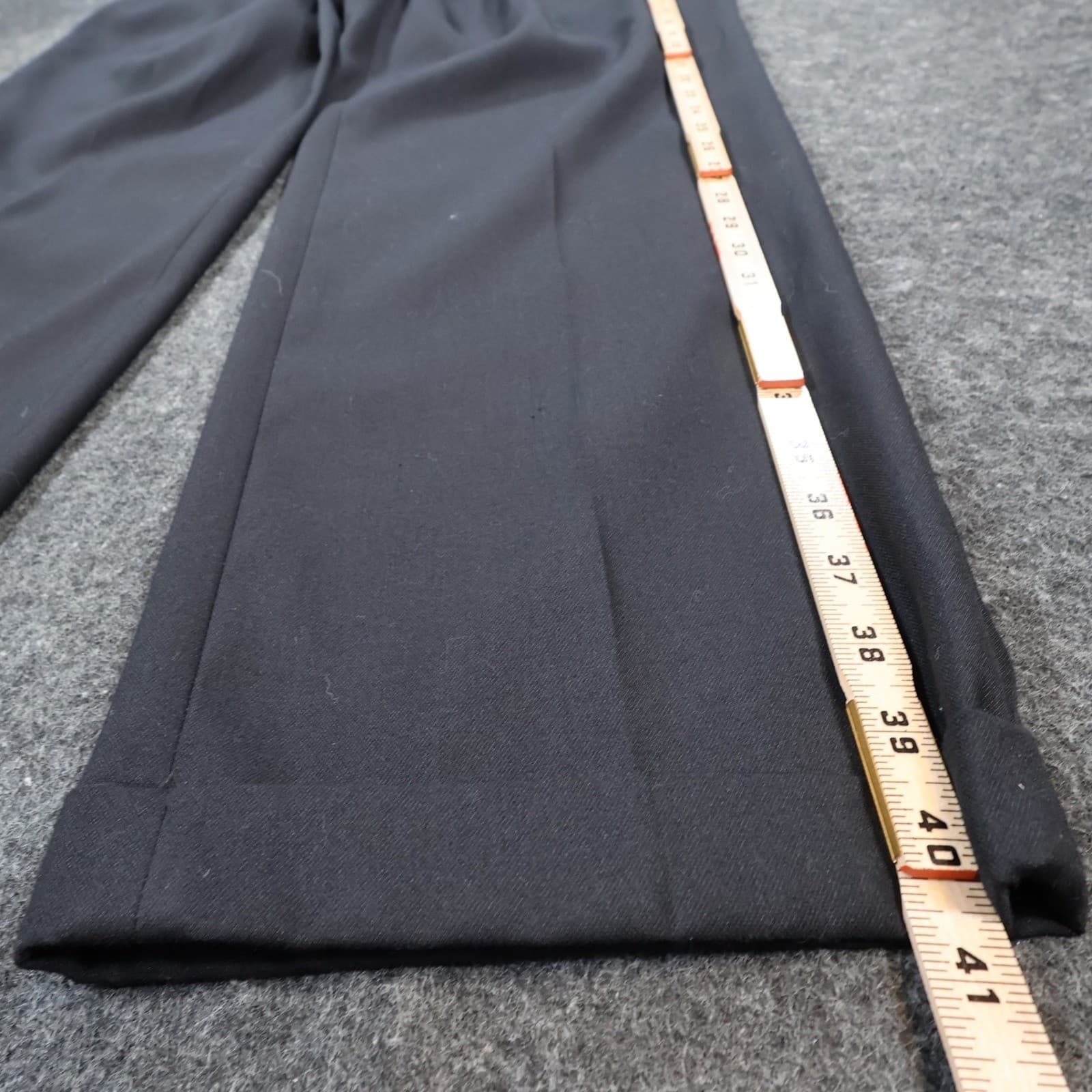 Axist Dress Pants Mens 36x30 Black Poly Rayon Pleated Cuffed Business Trousers - Thumbnail 3
