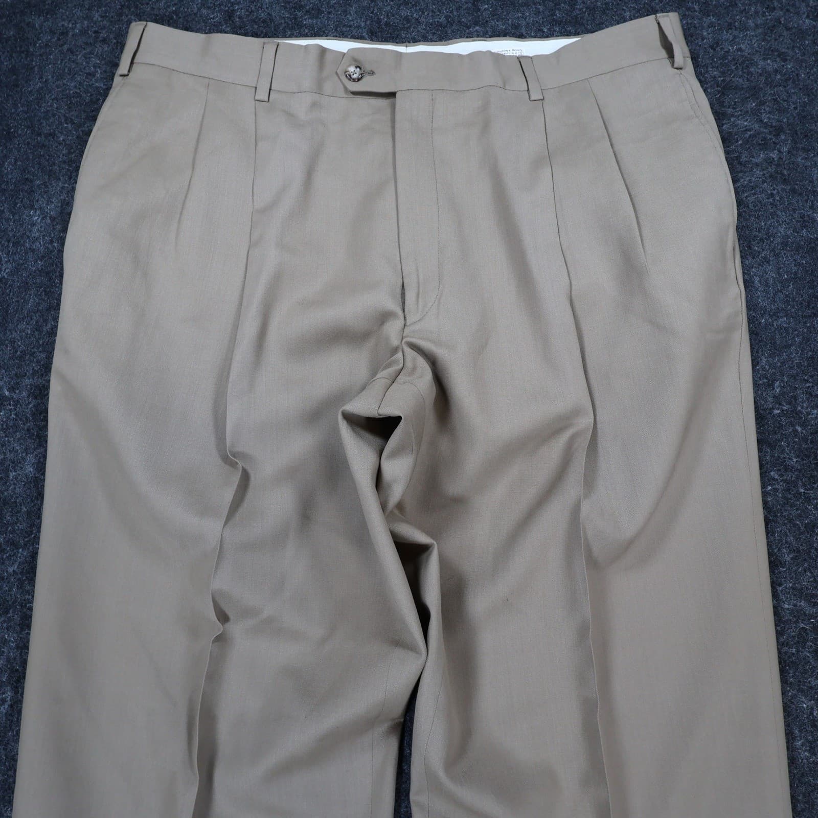 Jos. A. Bank Dress Pants Mens 38x27 Tan Wool Pleated Executive Collection Cuffed - Thumbnail 8