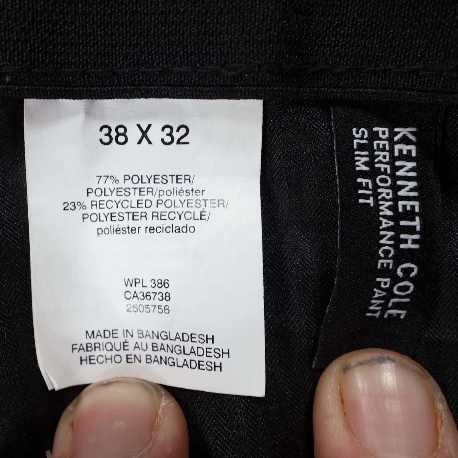 Kenneth Cole Performance Pant Mens 38x32 Black Recycled Polyester Slim Fit Dress - Thumbnail 7