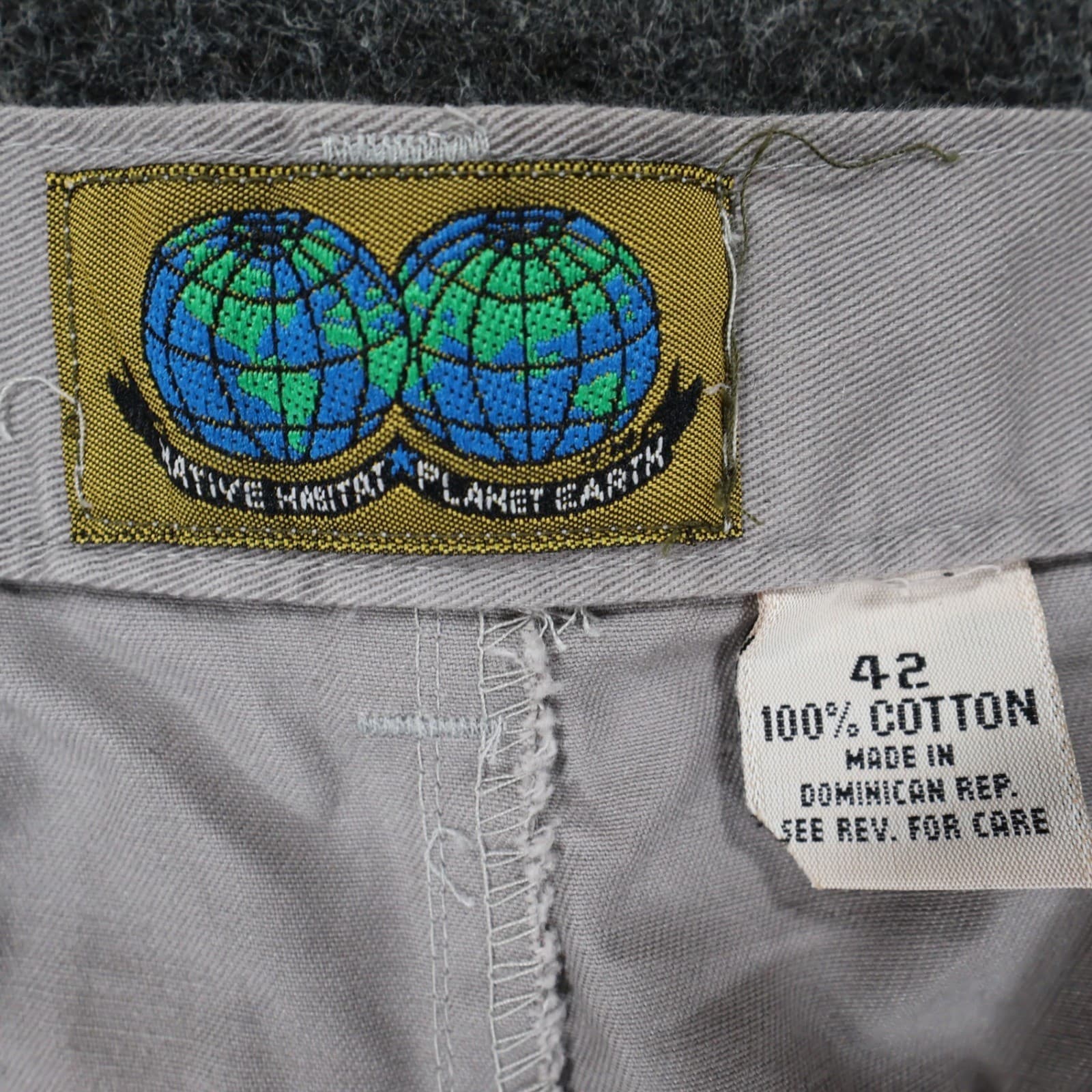Native Habitat Planet Earth Pleated Shorts Mens 42 Gray Cotton Relaxed Casual - Thumbnail 7