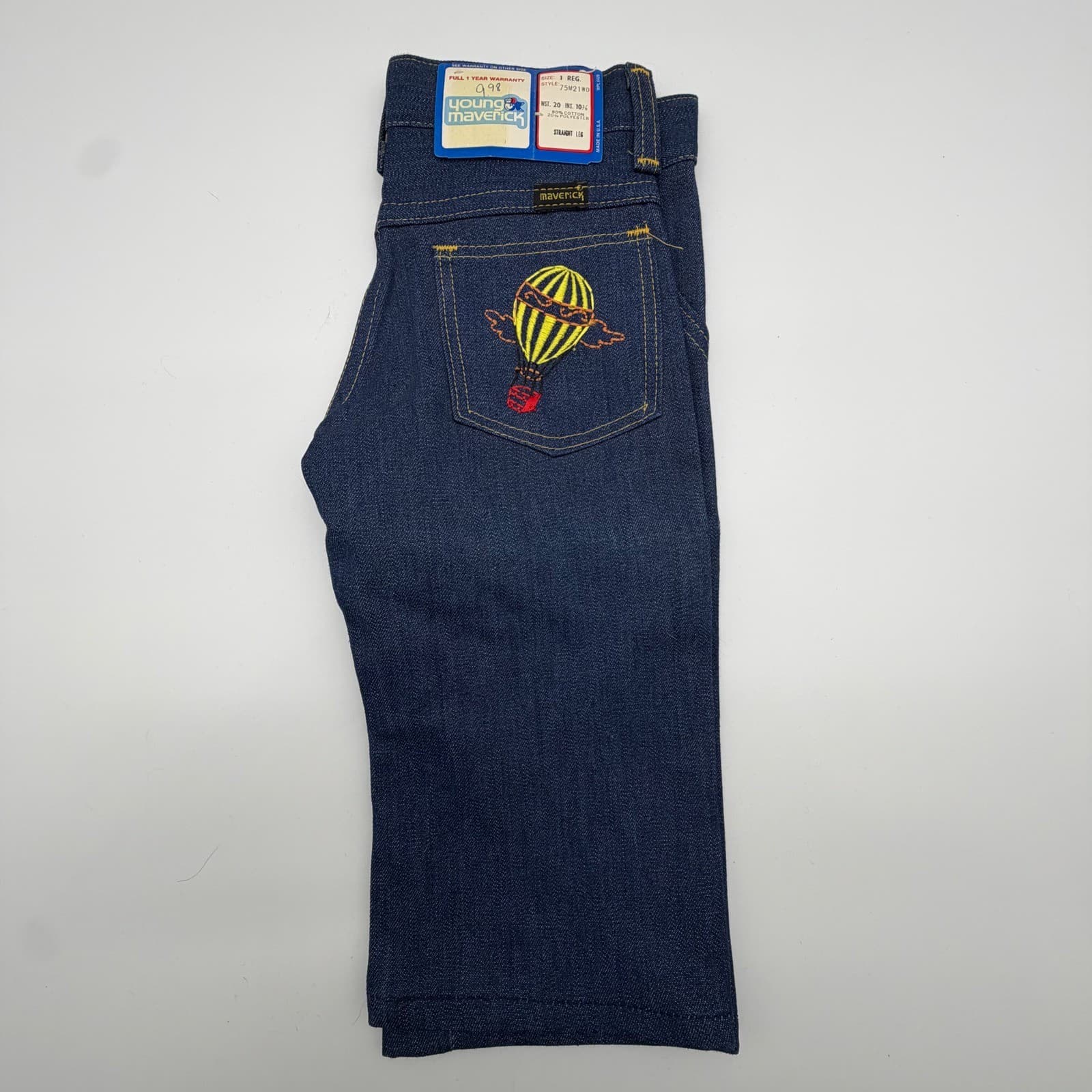 Young Maverick Straight Leg Jeans Toddler 1 Blue Cotton Blend Vintage 80s NWT - Thumbnail 9