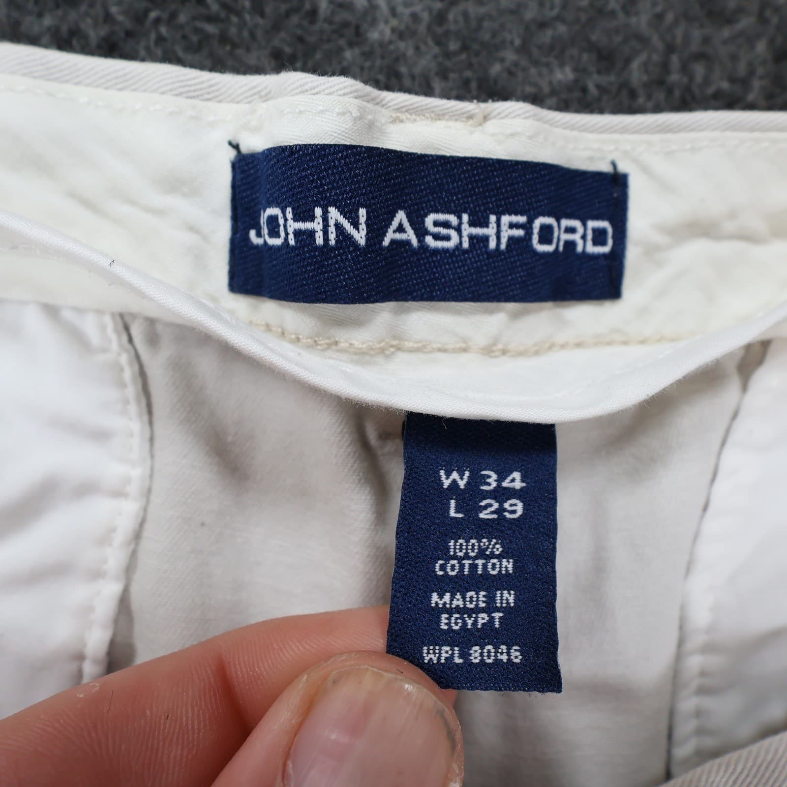 John Ashford Chino Pants Mens 34 Beige Cotton Relaxed Fit Khaki Trousers - Thumbnail 7