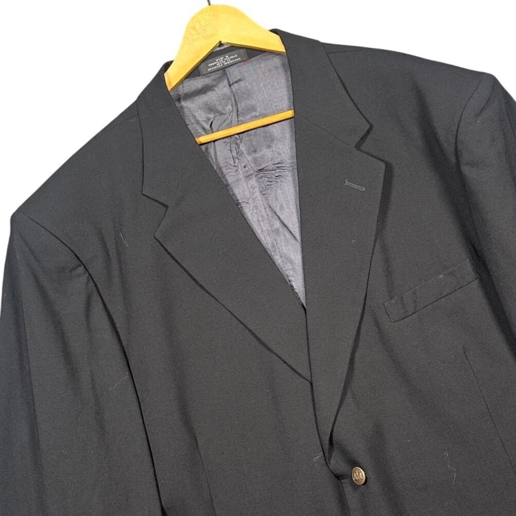 Stafford Traveler Plus Blazer Mens 48XL Black Worsted Wool 3-Button Gold Buttons - Thumbnail 4