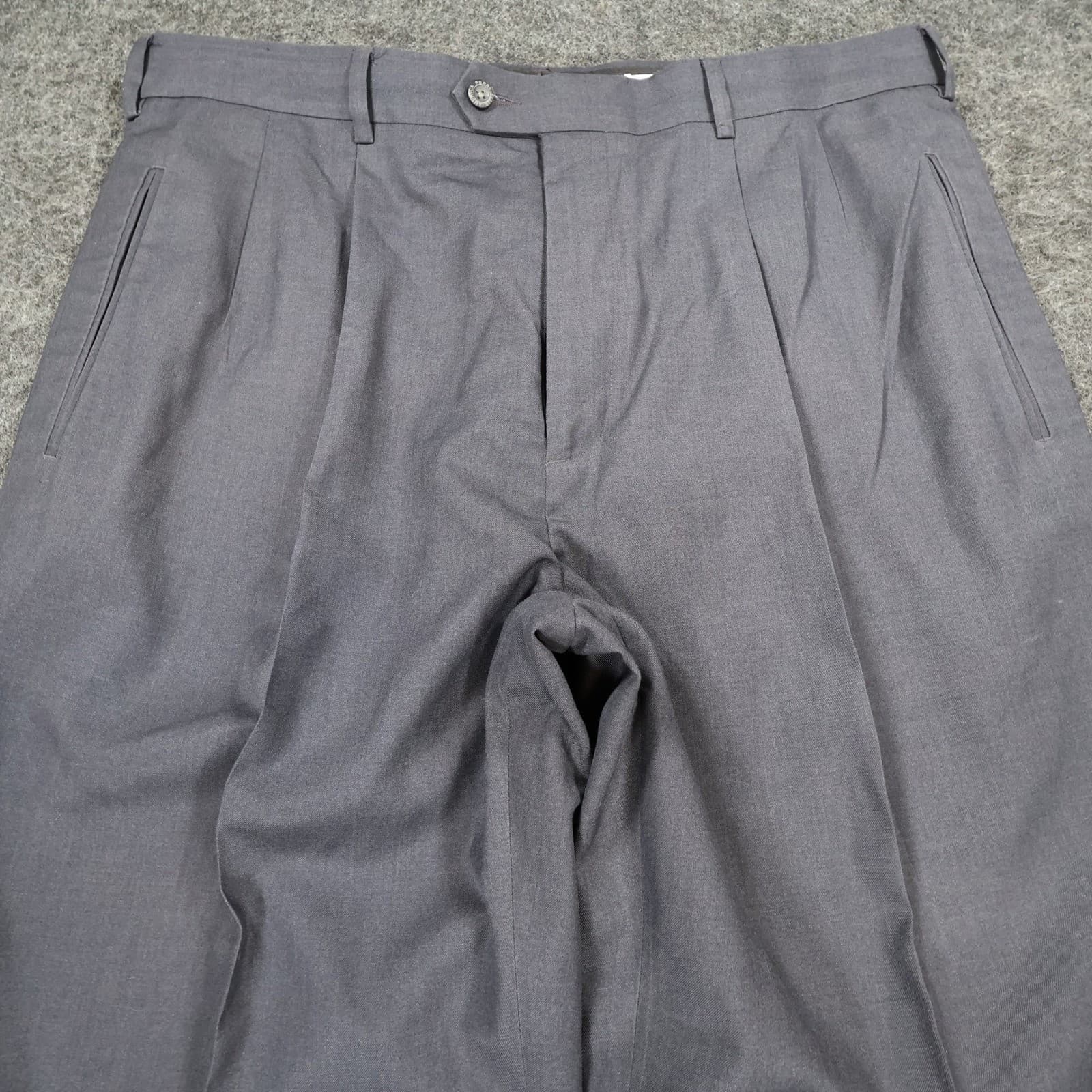 Perry Ellis America Dress Pants Mens 38x30 Gray Polyester Rayon Pleated Cuffed - Thumbnail 8