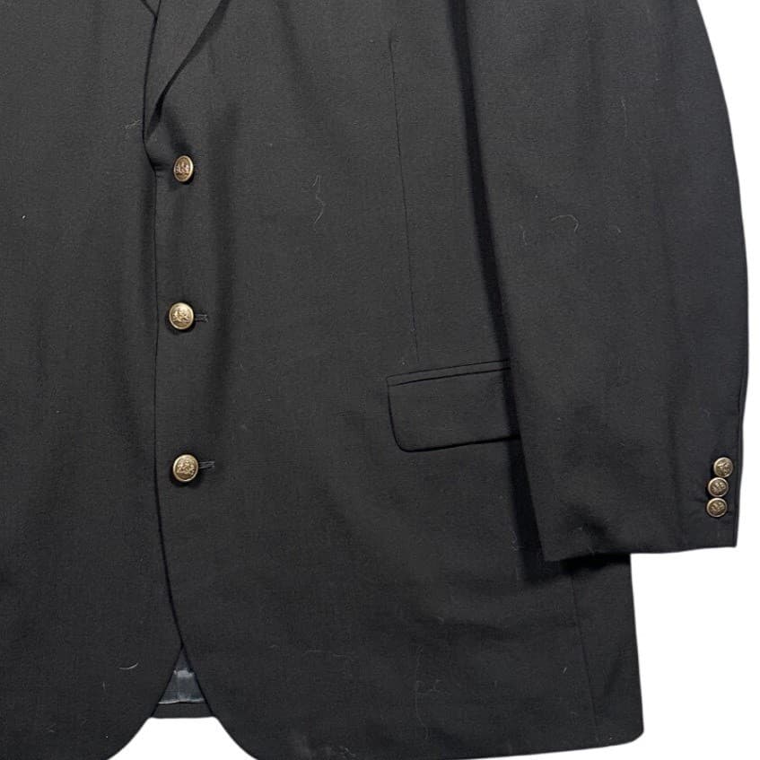 Stafford Traveler Plus Blazer Mens 48XL Black Worsted Wool 3-Button Gold Buttons - Thumbnail 6