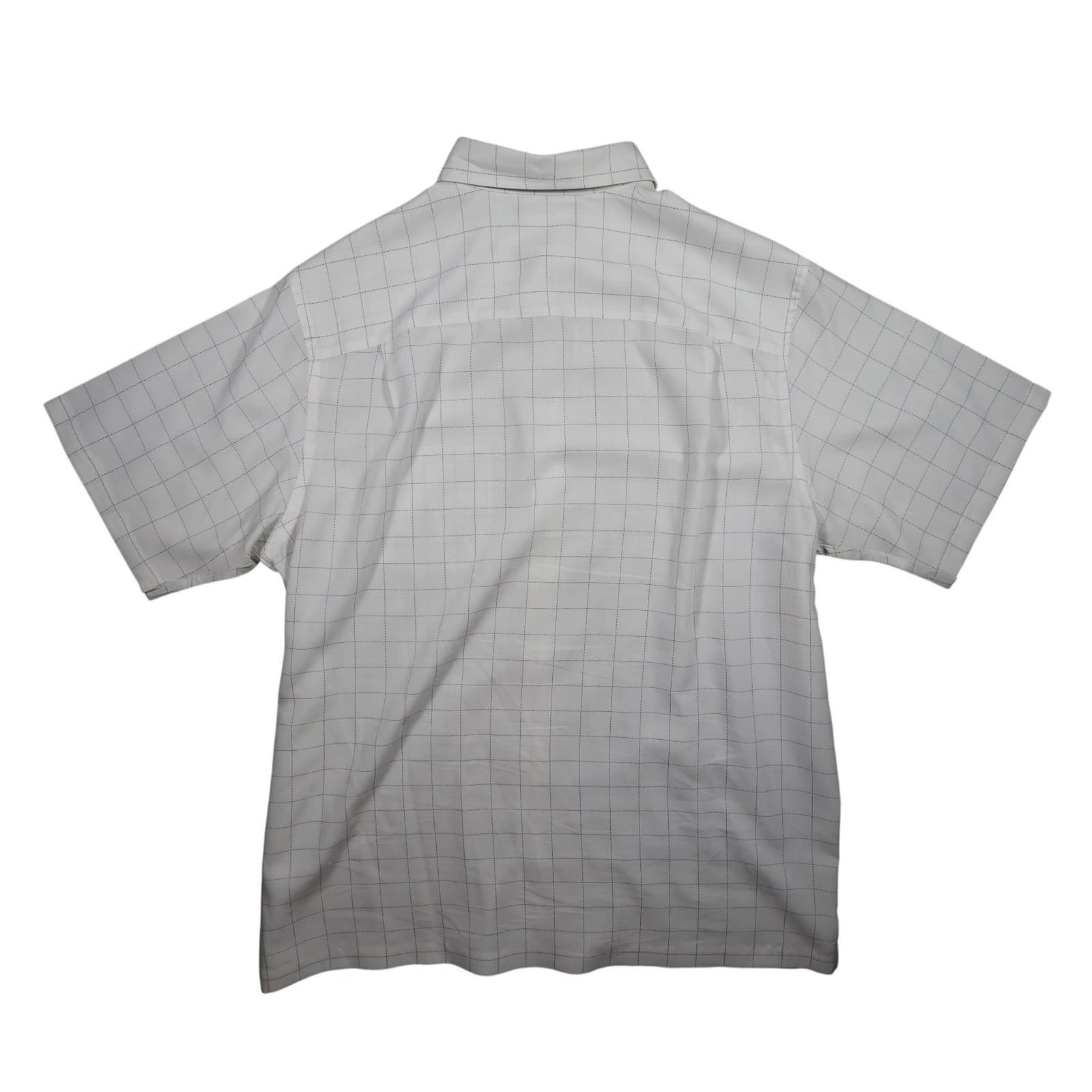 Roundtree & Yorke Button Up Shirt Mens 2XT White Excellent Short Sleeve Grid - Thumbnail 2