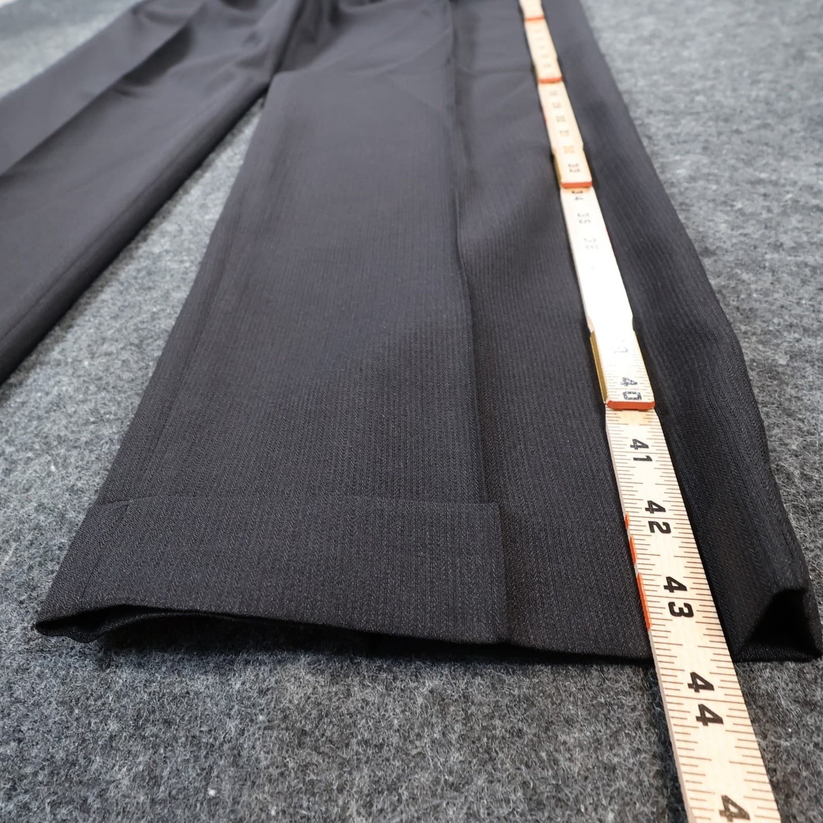 Stafford Texture Trouser Mens 38x32 Black Polyester Classic Fit Pleated Cuffed - Thumbnail 3