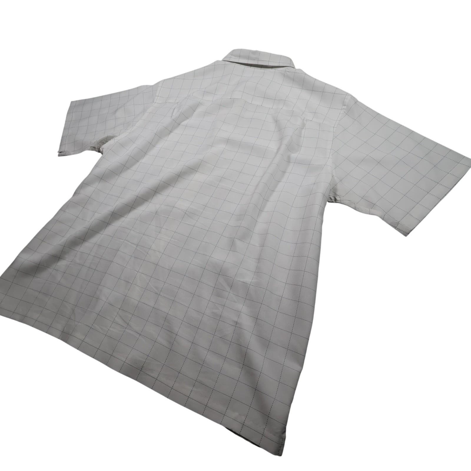 Roundtree & Yorke Button Up Shirt Mens 2XT White Excellent Short Sleeve Grid - Thumbnail 5
