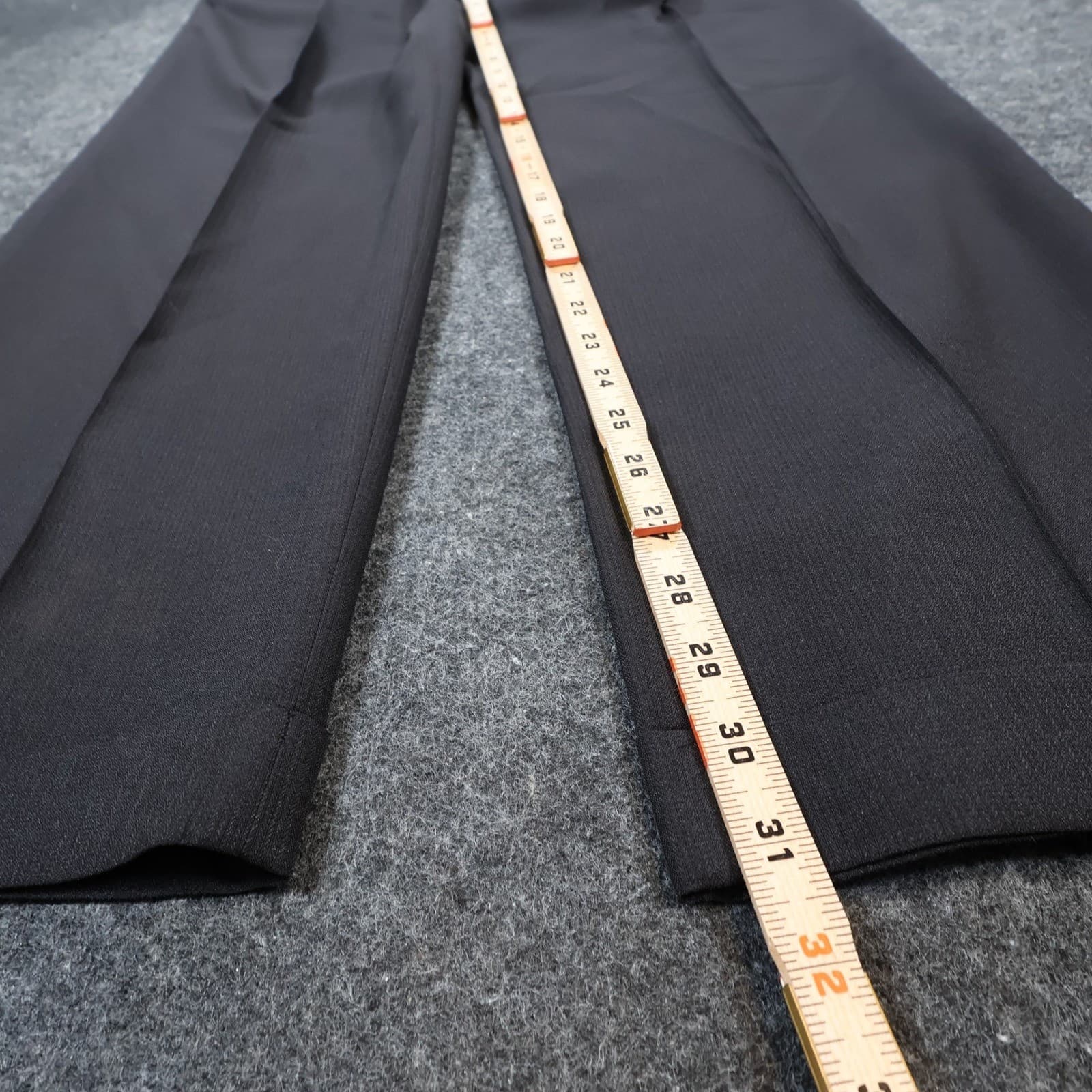 Stafford Texture Trouser Mens 38x32 Black Polyester Classic Fit Pleated Cuffed - Thumbnail 4