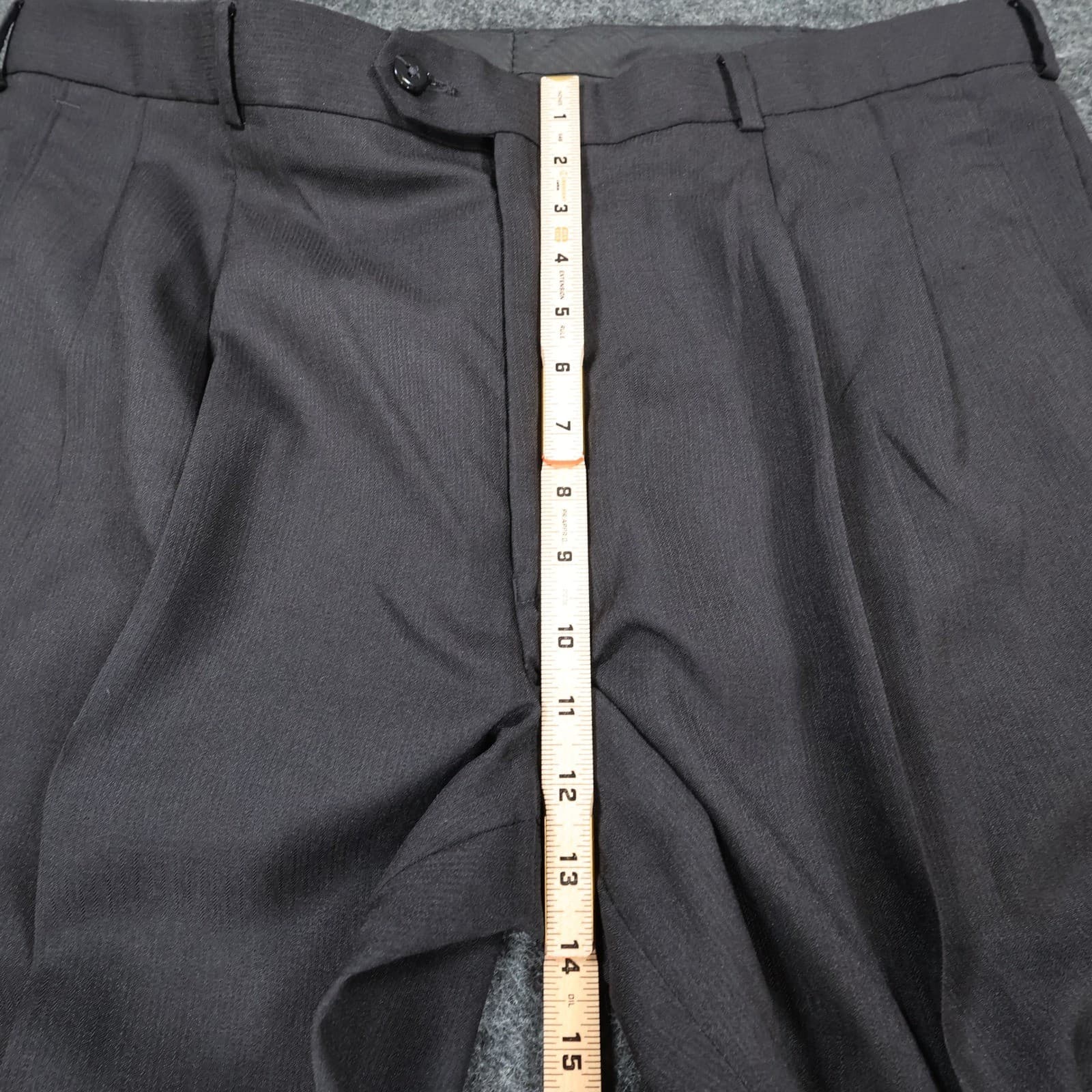 Stafford Texture Trouser Mens 38x32 Black Polyester Classic Fit Pleated Cuffed - Thumbnail 5