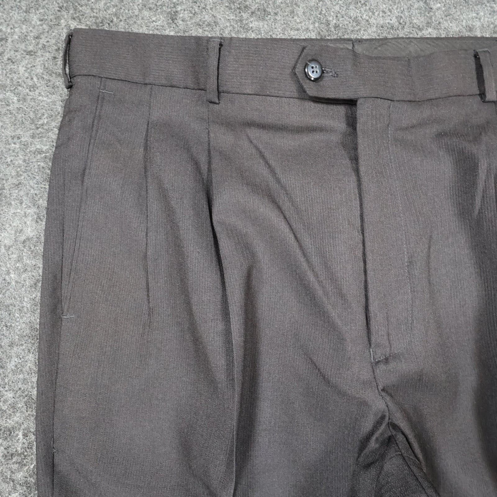 Stafford Texture Trouser Mens 38x32 Black Polyester Classic Fit Pleated Cuffed - Thumbnail 11