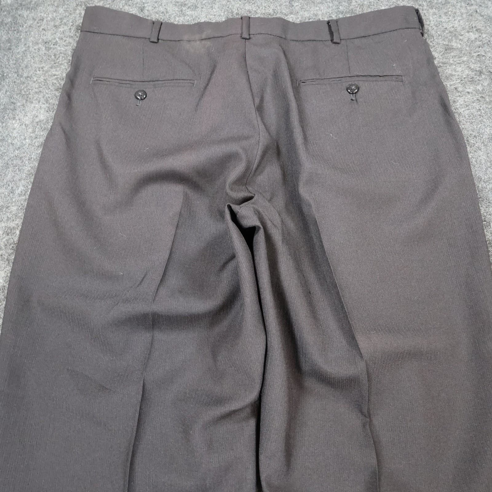 Stafford Texture Trouser Mens 38x32 Black Polyester Classic Fit Pleated Cuffed - Thumbnail 10