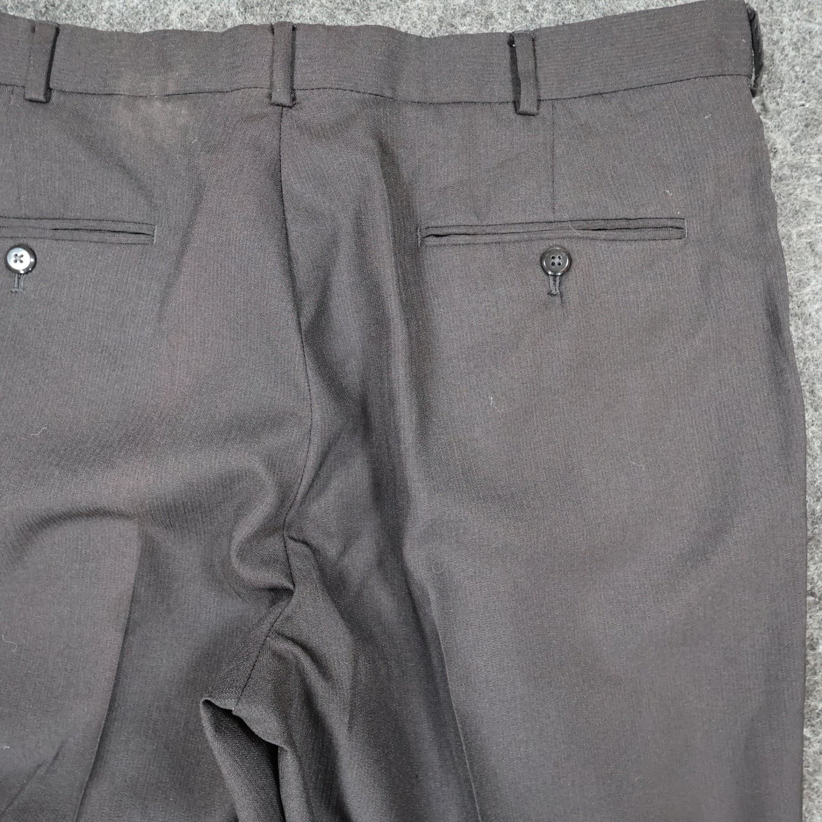 Stafford Texture Trouser Mens 38x32 Black Polyester Classic Fit Pleated Cuffed - Thumbnail 12