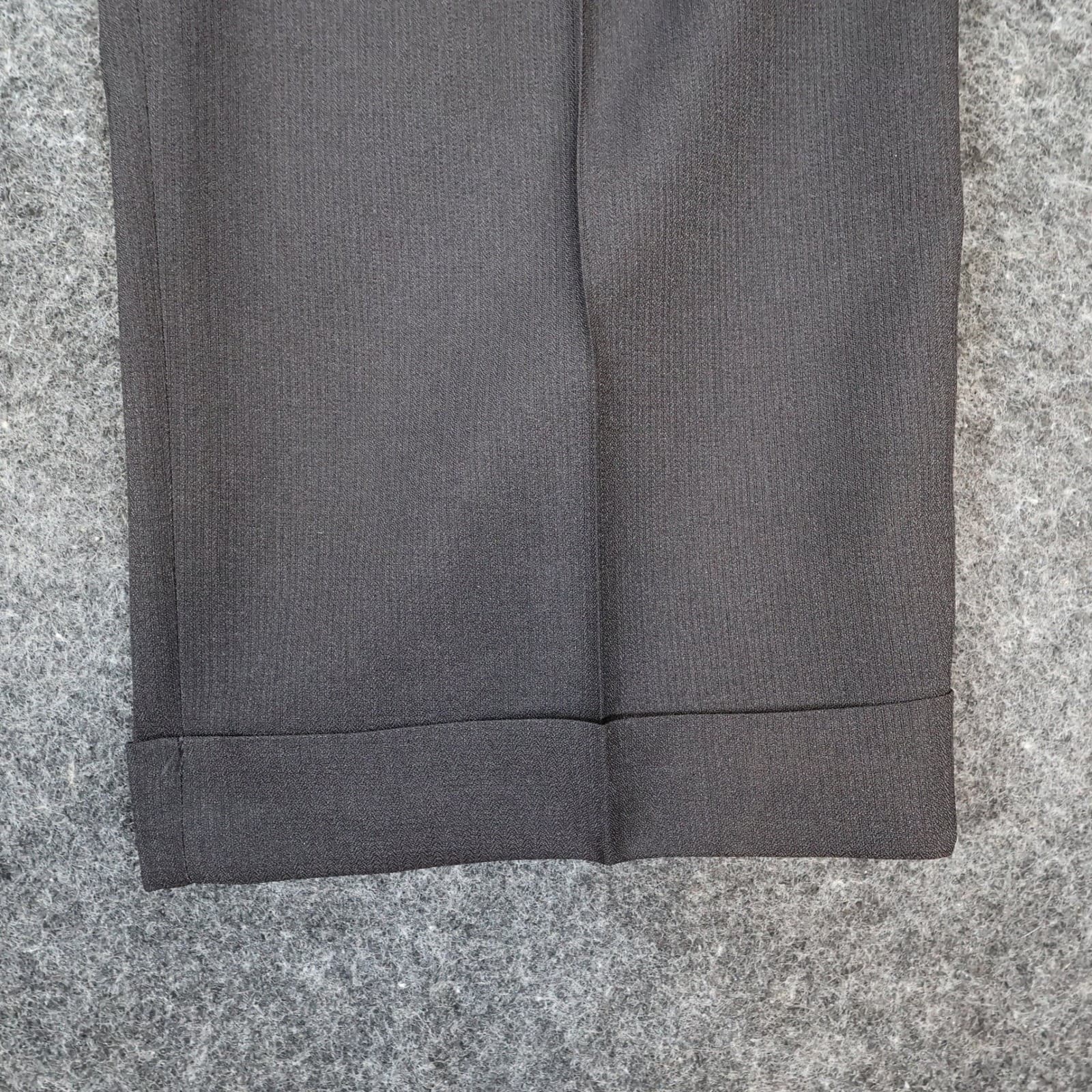 Stafford Texture Trouser Mens 38x32 Black Polyester Classic Fit Pleated Cuffed - Thumbnail 13