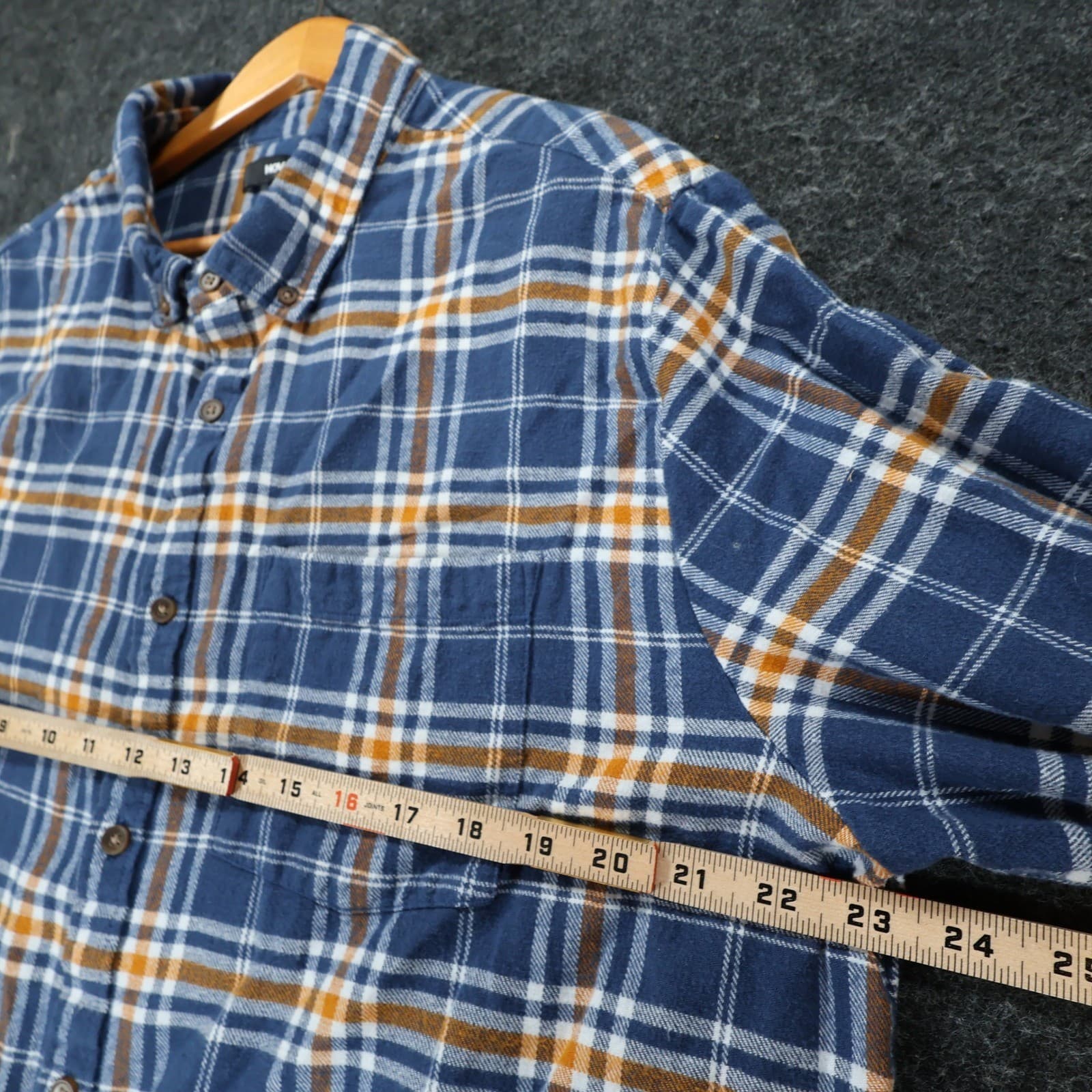Fashion Nova Men Flannel Shirt Mens XL Blue Orange Plaid Cotton Button Down - Thumbnail 3