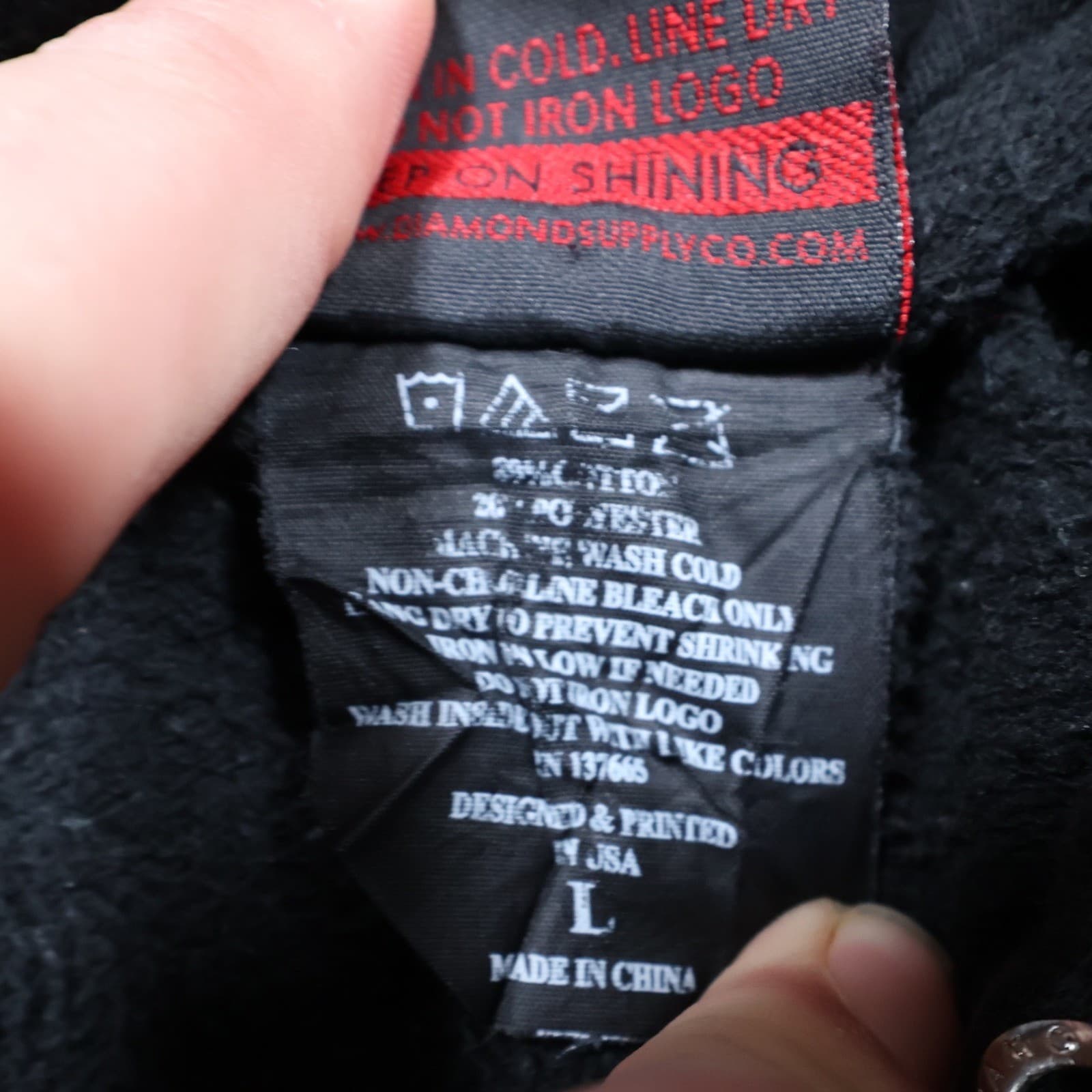 Diamond Supply Co Hoodie Mens Large Black Cotton Blend Regular Graphic - Thumbnail 8