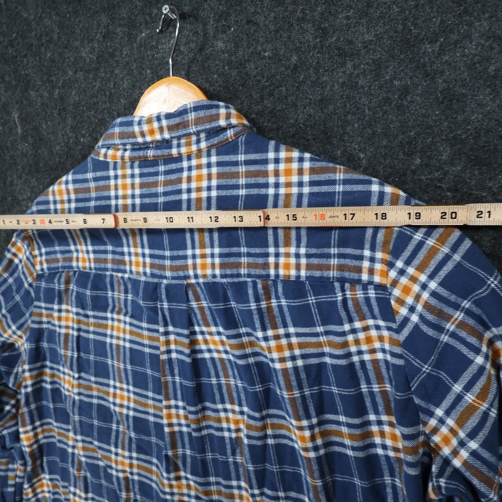 Fashion Nova Men Flannel Shirt Mens XL Blue Orange Plaid Cotton Button Down - Thumbnail 6