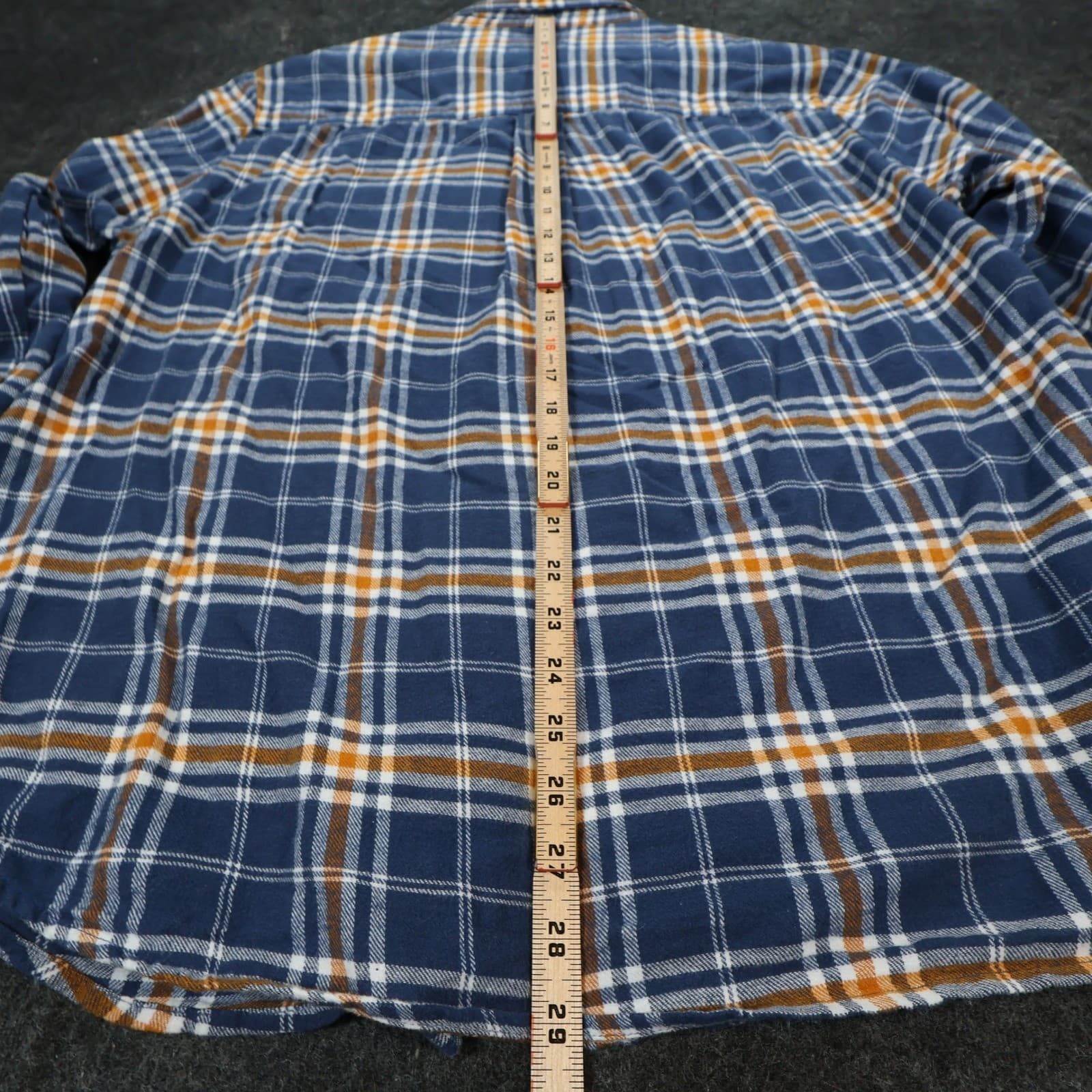 Fashion Nova Men Flannel Shirt Mens XL Blue Orange Plaid Cotton Button Down - Thumbnail 5