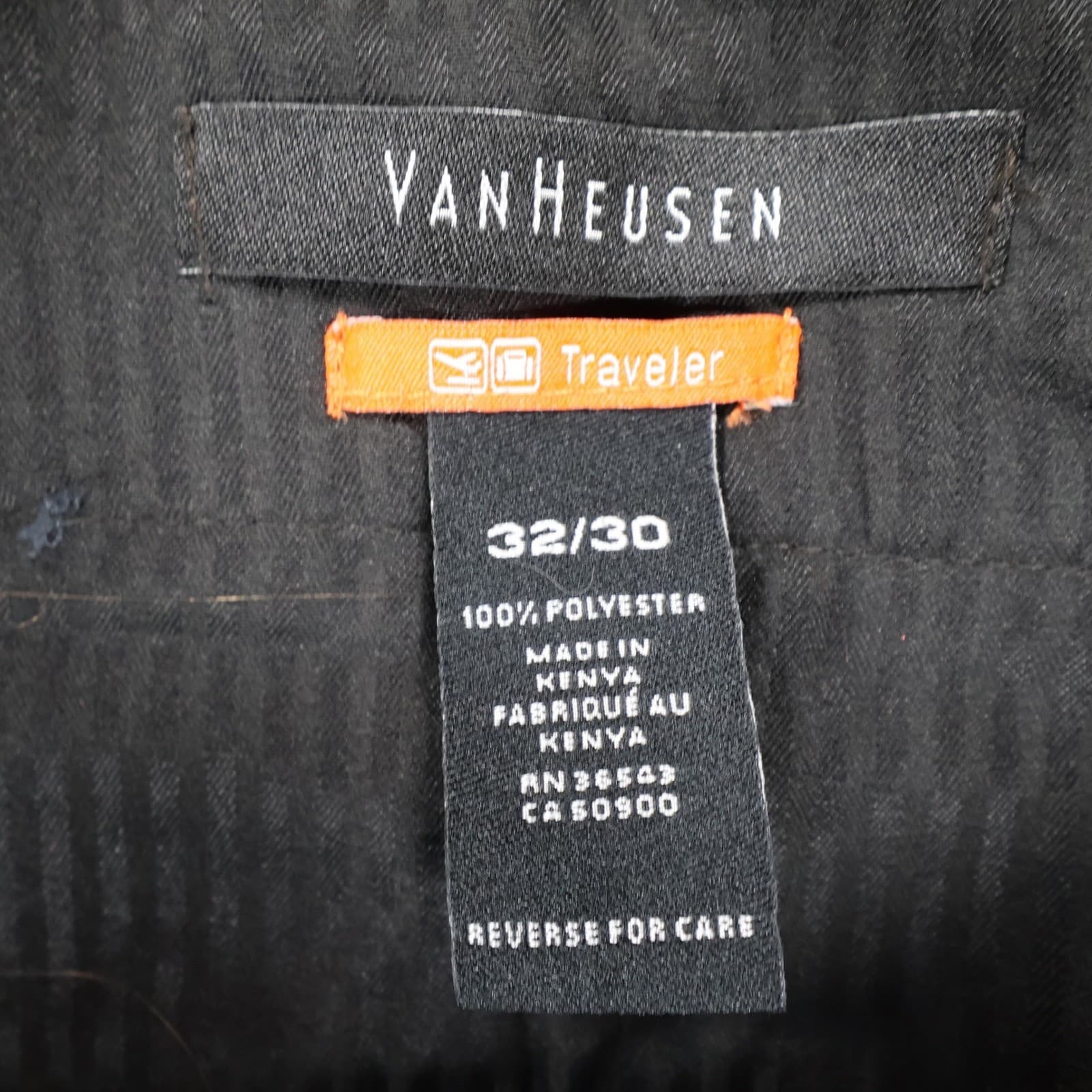 Van Heusen Traveler Dress Pants Mens 32/30 Navy Blue Polyester Straight Slacks - Thumbnail 7