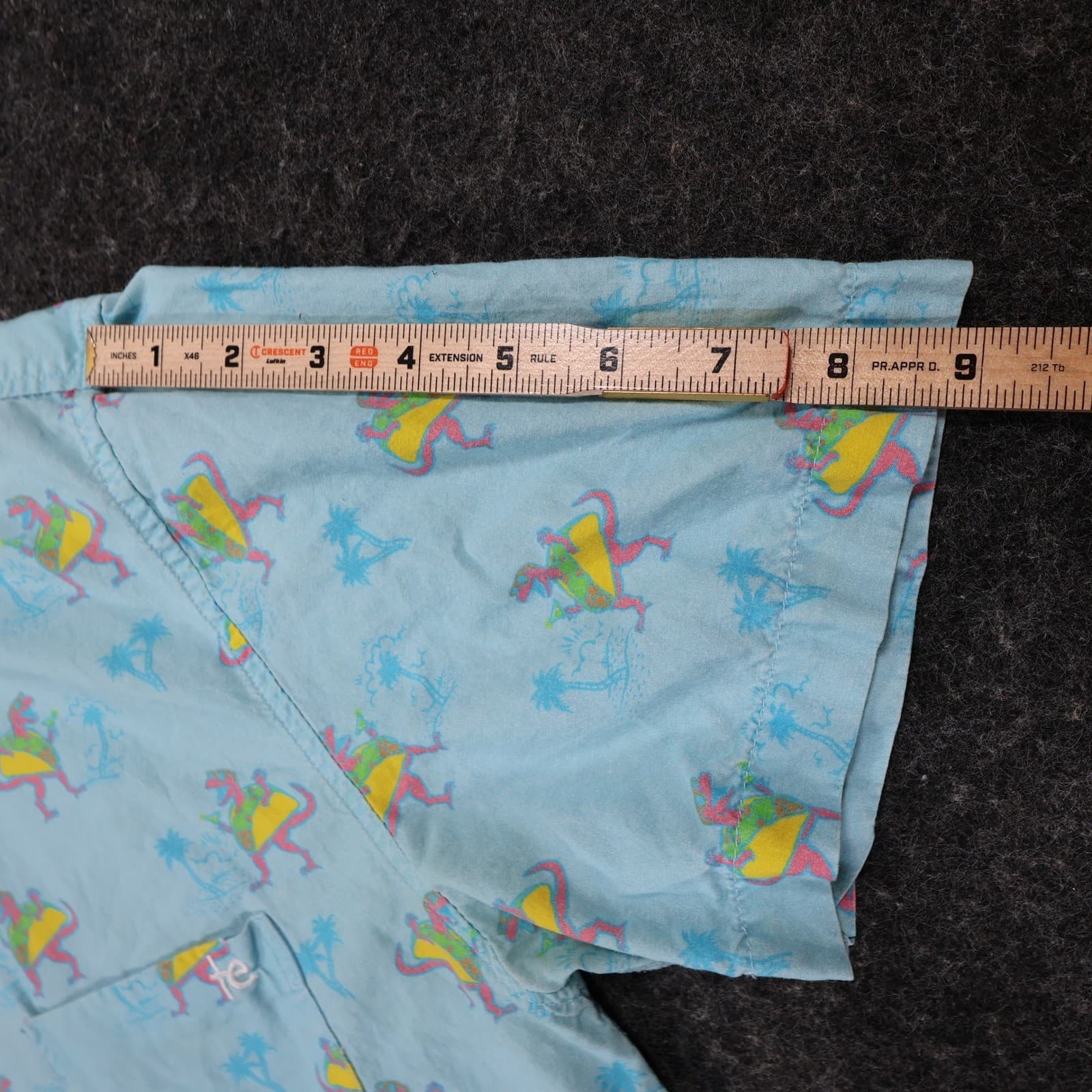 Tipsy Elves Button Up Shirt Mens Medium Blue Cotton Rayon Taco Dinosaur Hawaiian - Thumbnail 4