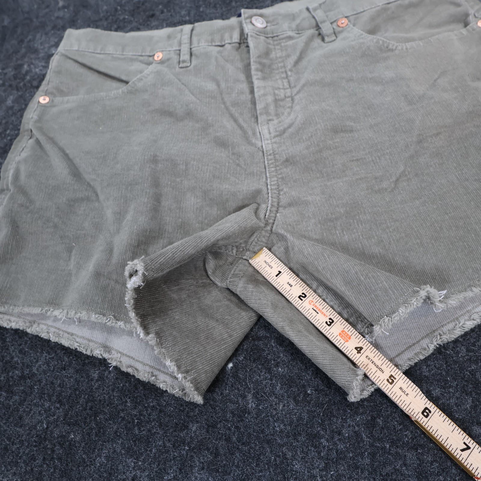 Gap Corduroy Shorts Women 12 Gray Cotton Blend Raw Hem Casual Mid Rise - Thumbnail 4