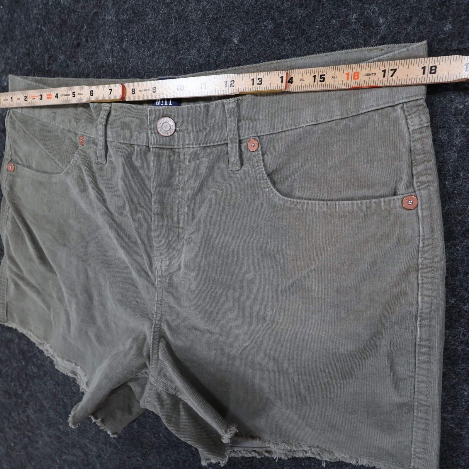 Gap Corduroy Shorts Women 12 Gray Cotton Blend Raw Hem Casual Mid Rise - Thumbnail 6