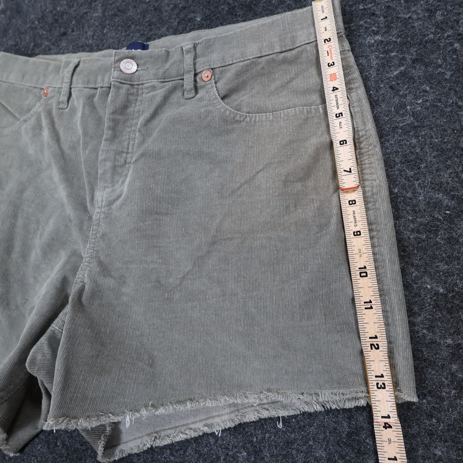 Gap Corduroy Shorts Women 12 Gray Cotton Blend Raw Hem Casual Mid Rise - Thumbnail 3