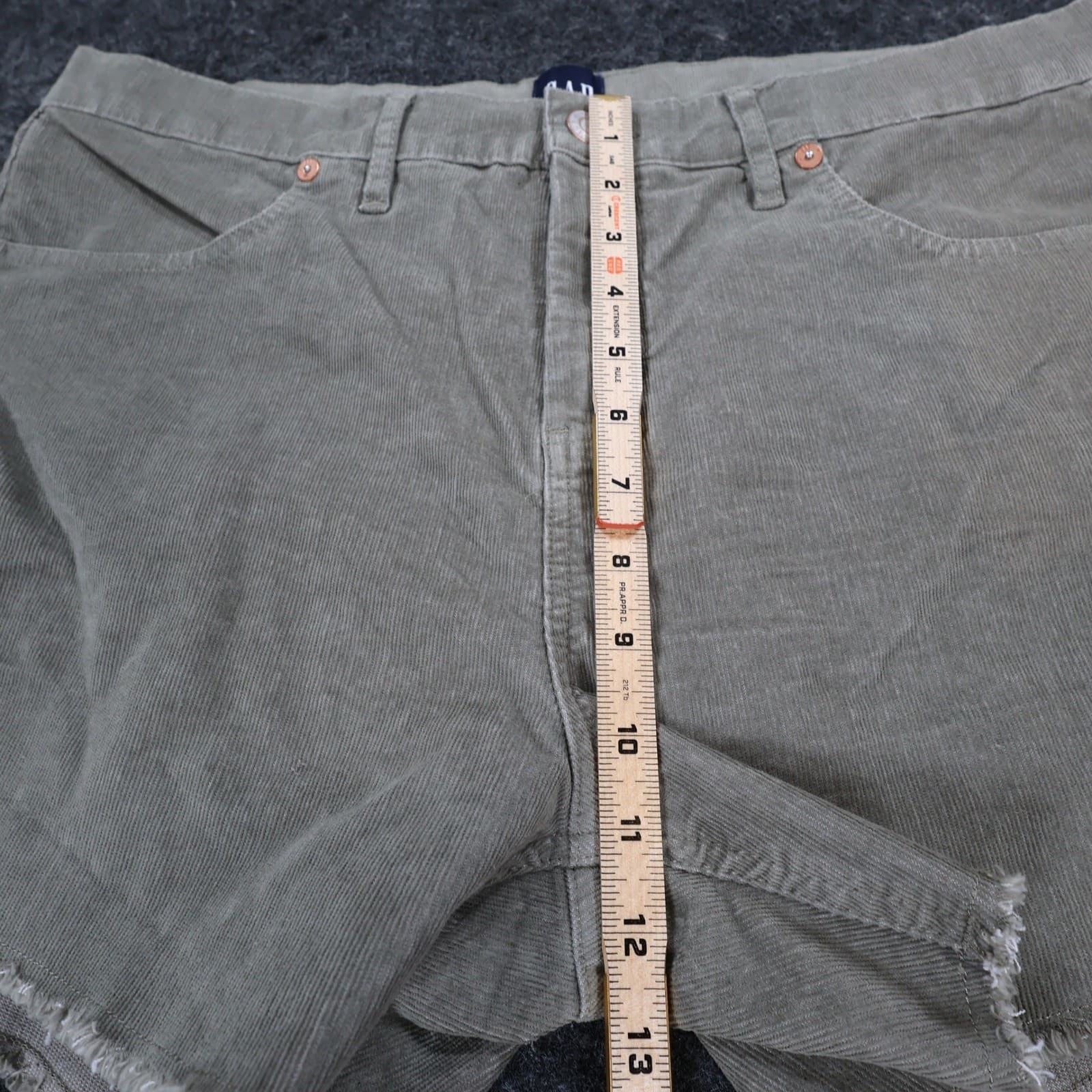 Gap Corduroy Shorts Women 12 Gray Cotton Blend Raw Hem Casual Mid Rise - Thumbnail 5