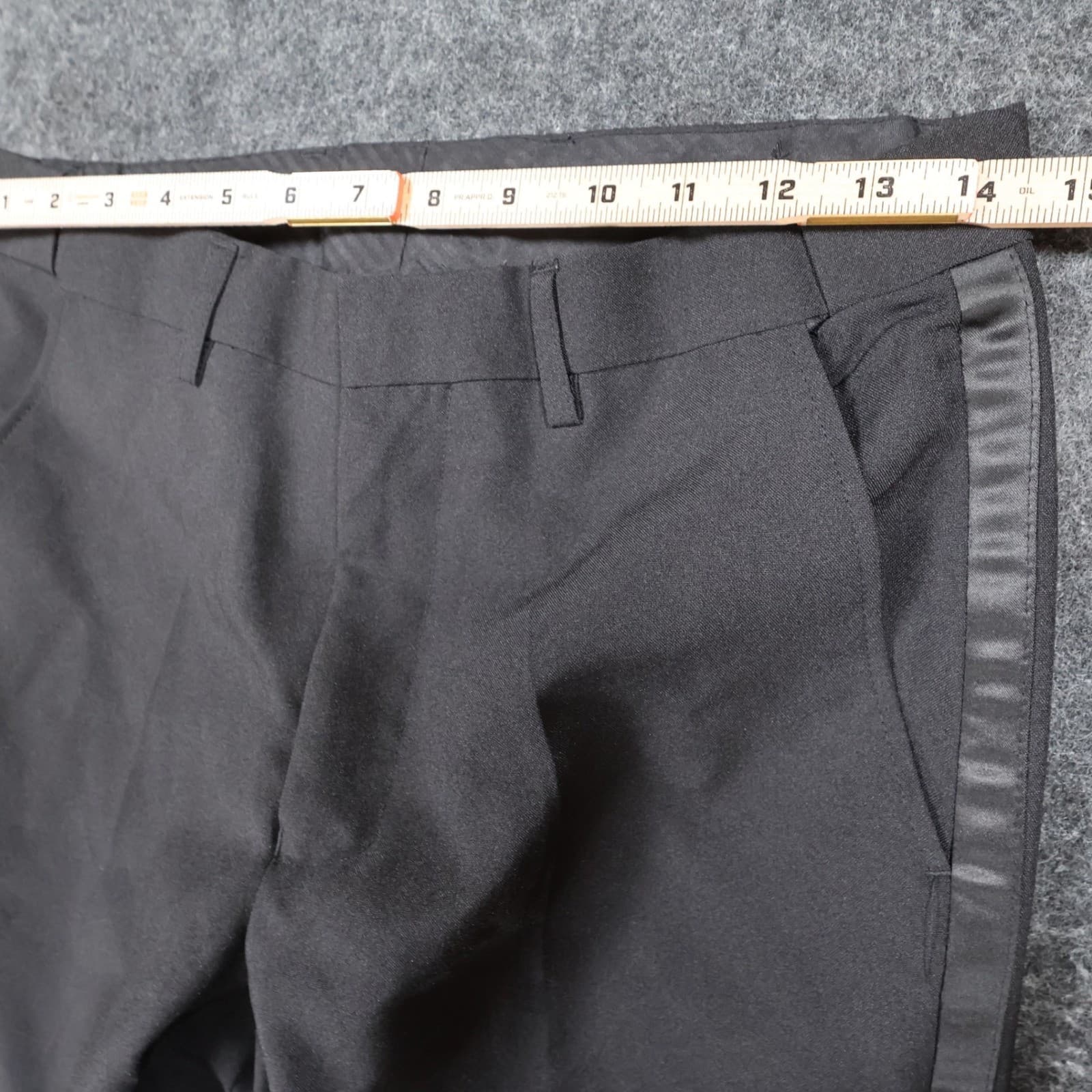 Lucci Tuxedo Pants Mens 28S Black Polyester Satin Stripe Formal Dress Slacks - Thumbnail 6