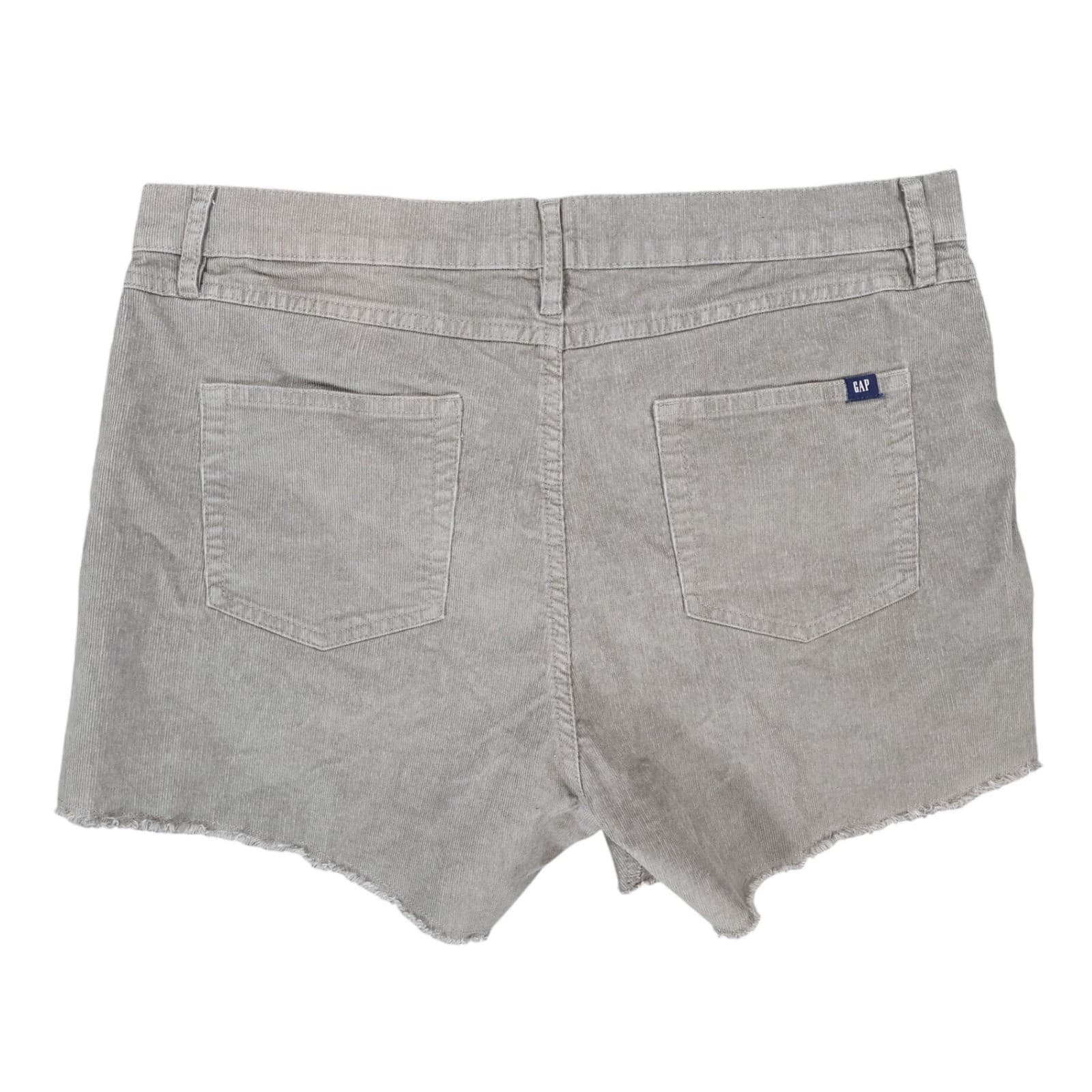 Gap Corduroy Shorts Women 12 Gray Cotton Blend Raw Hem Casual Mid Rise - Thumbnail 2