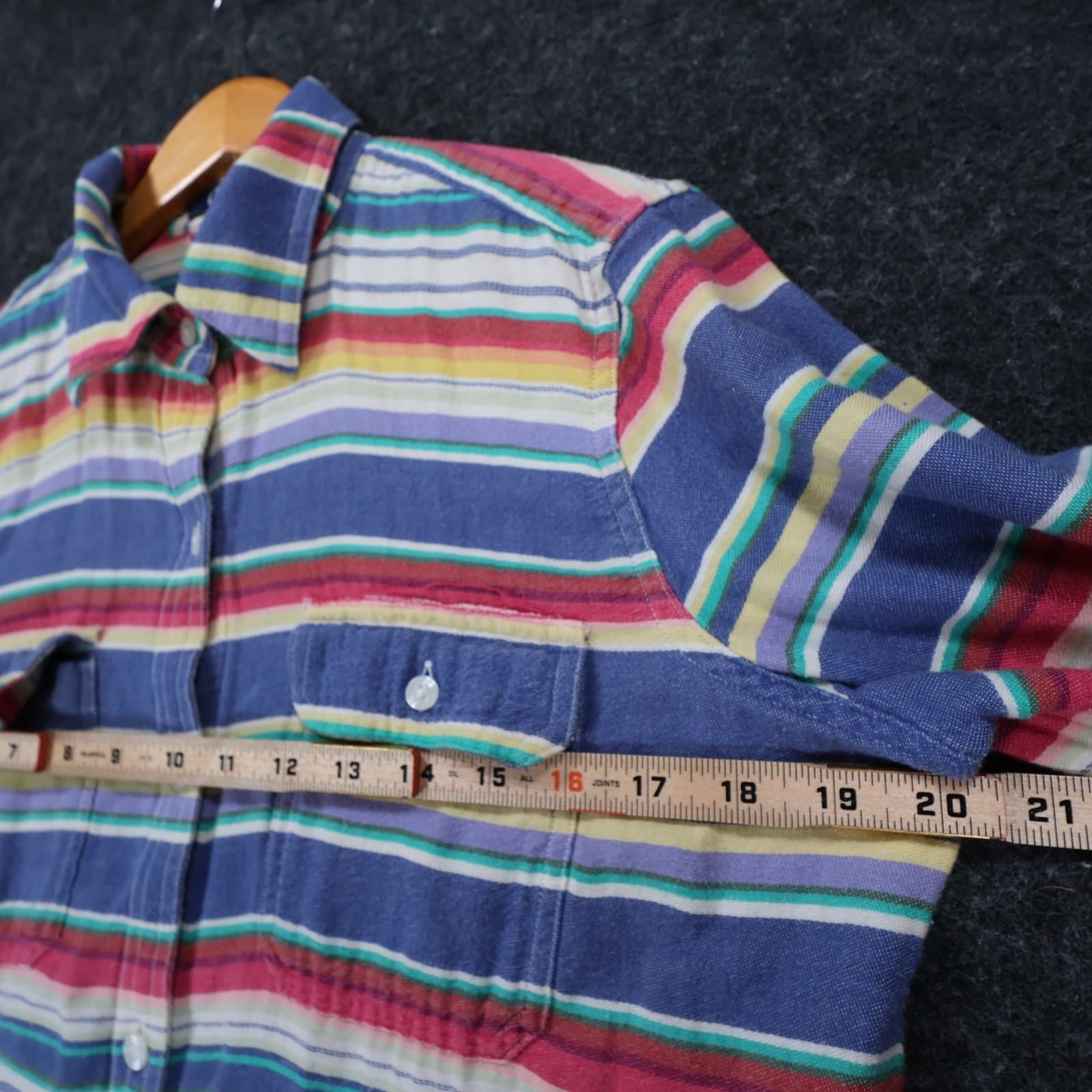 Chaps Button Down Shirt Womens Medium Multi-Color Cotton Striped Western Casual - Thumbnail 3