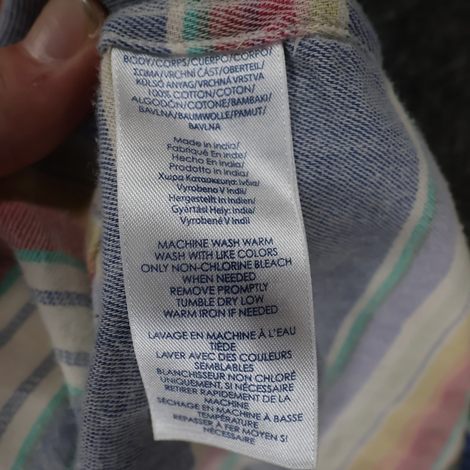 Chaps Button Down Shirt Womens Medium Multi-Color Cotton Striped Western Casual - Thumbnail 8