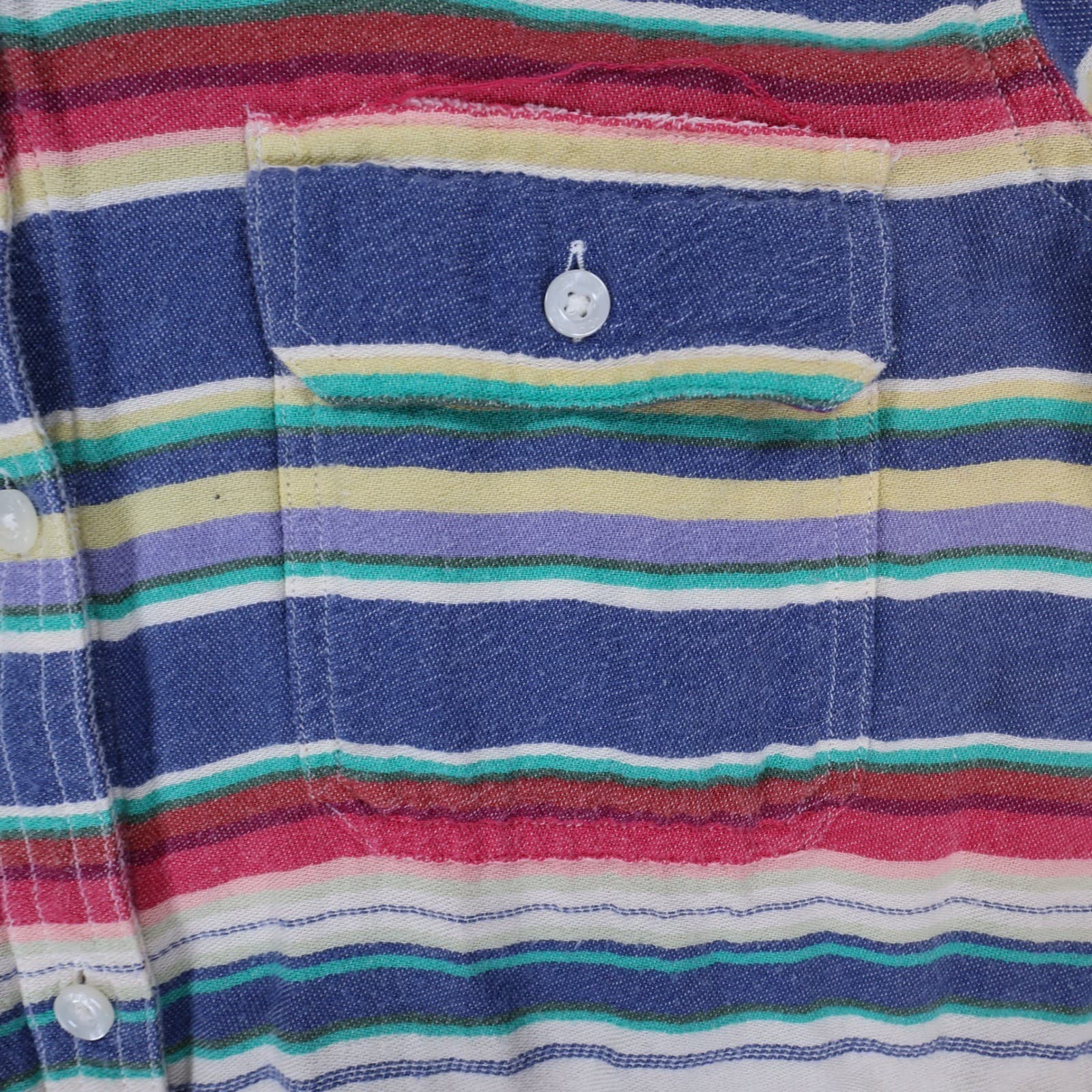 Chaps Button Down Shirt Womens Medium Multi-Color Cotton Striped Western Casual - Thumbnail 9