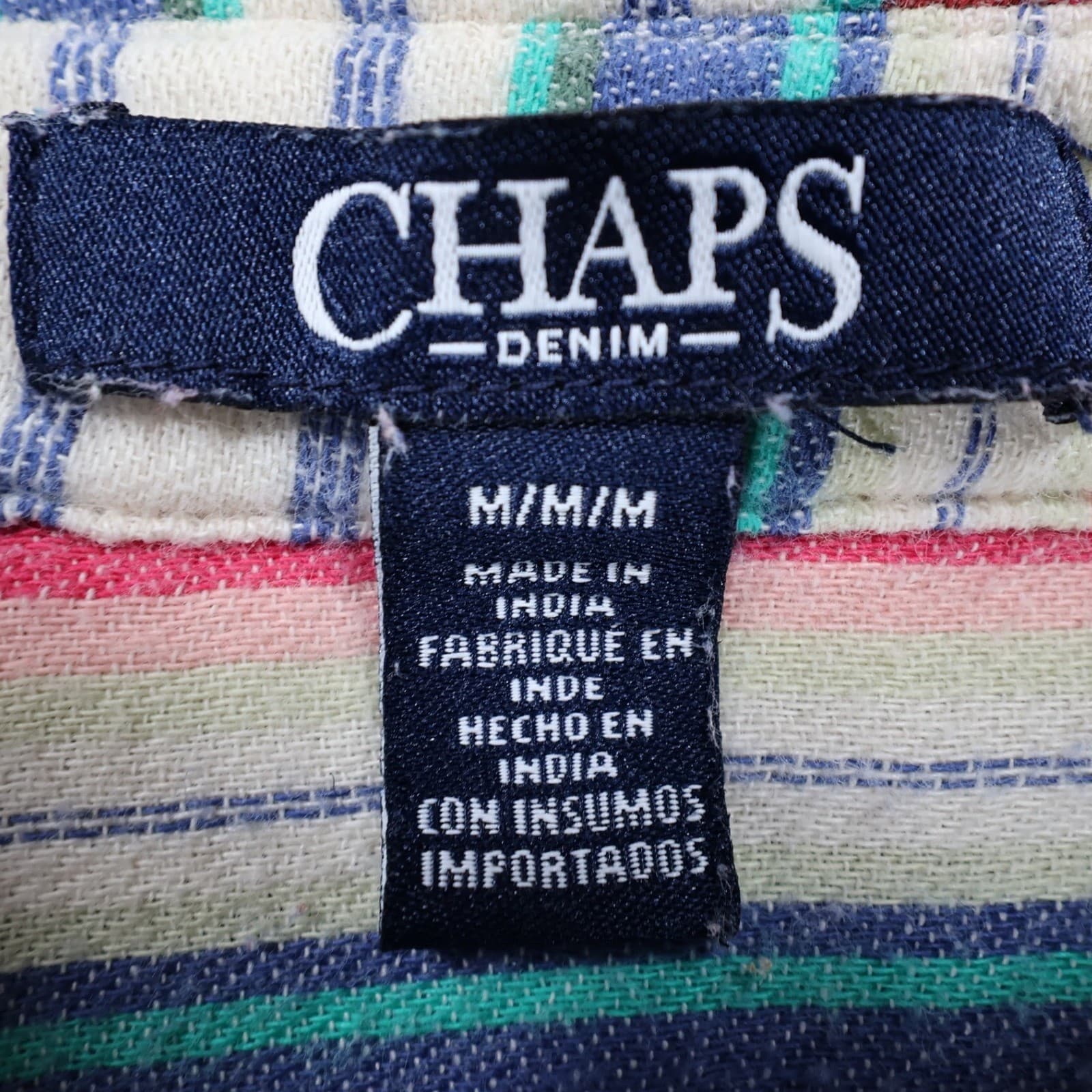 Chaps Button Down Shirt Womens Medium Multi-Color Cotton Striped Western Casual - Thumbnail 7