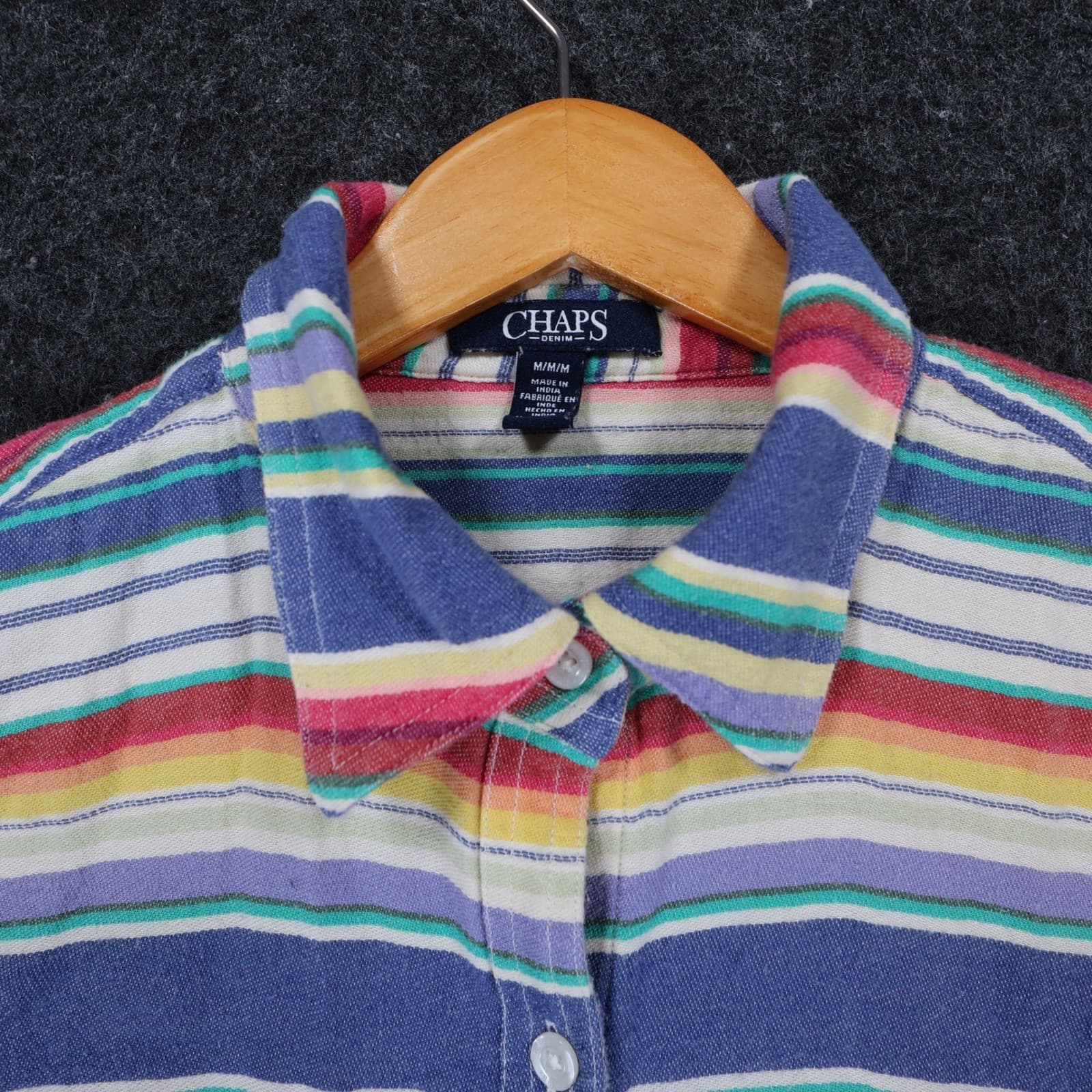Chaps Button Down Shirt Womens Medium Multi-Color Cotton Striped Western Casual - Thumbnail 10
