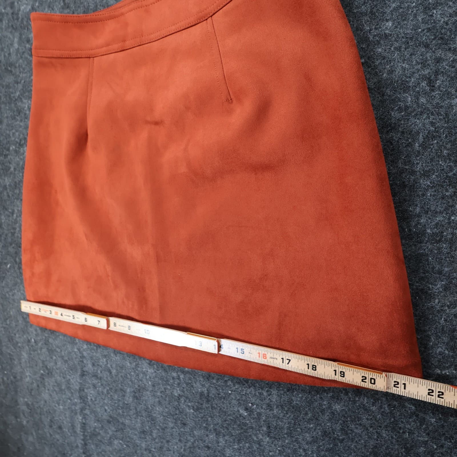 Philosophy Mini Skirt Womens 6 Burnt Orange Faux Suede Pocket Utility Boho Rust - Thumbnail 5
