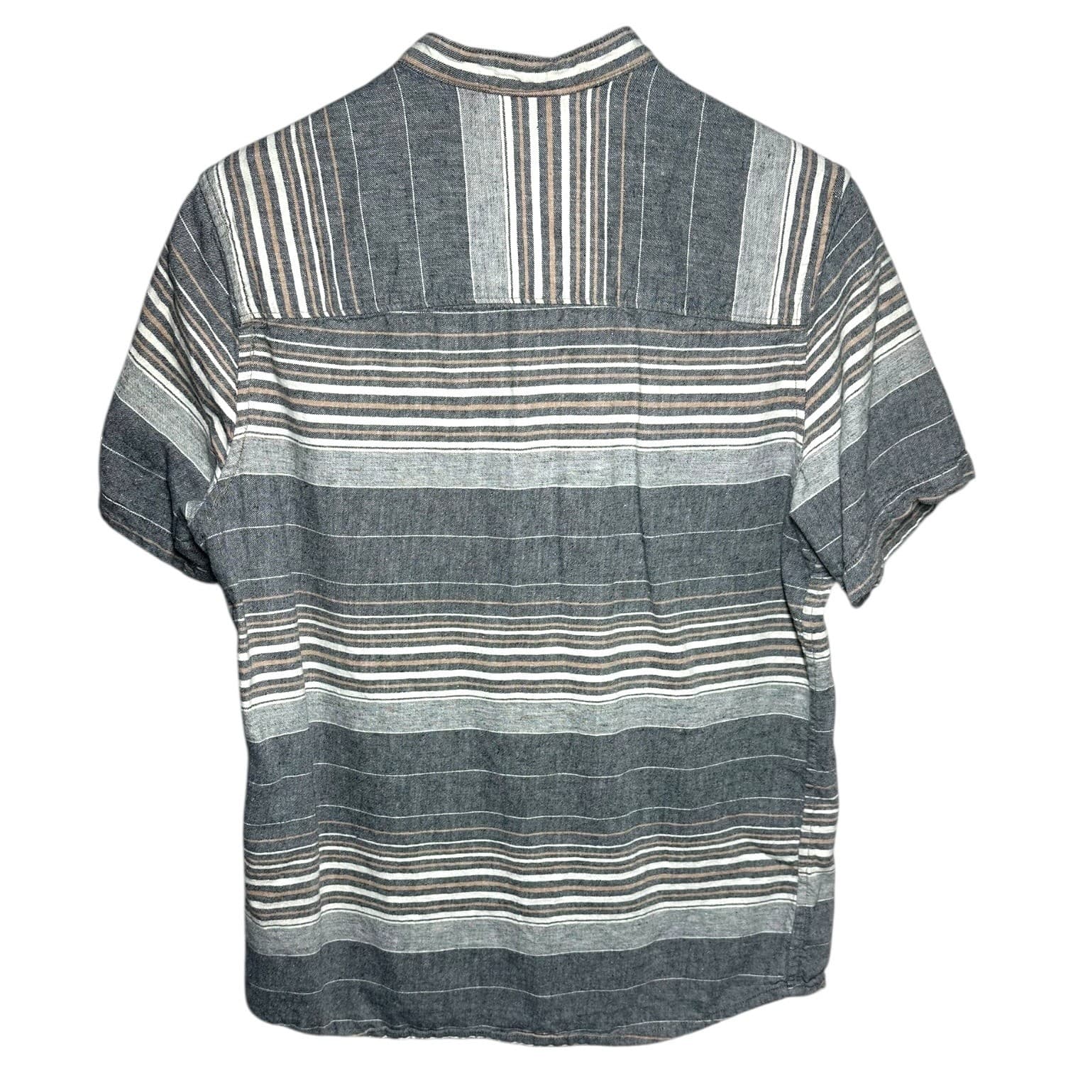 Jeremiah Men's Striped Band Collar Short Sleeve Button Up Shirt Size Medium - Thumbnail 3