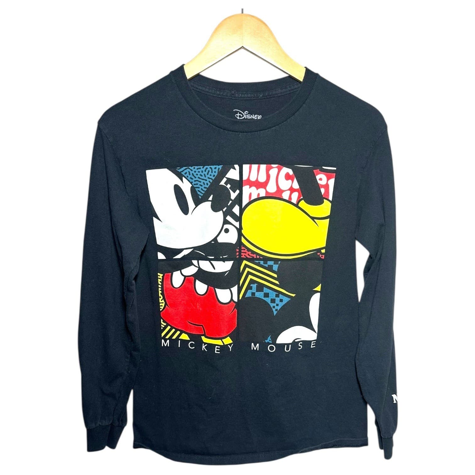 Disney Men Mickey Mouse Graphic Long Sleeve T Shirt Black Size S - Thumbnail 2