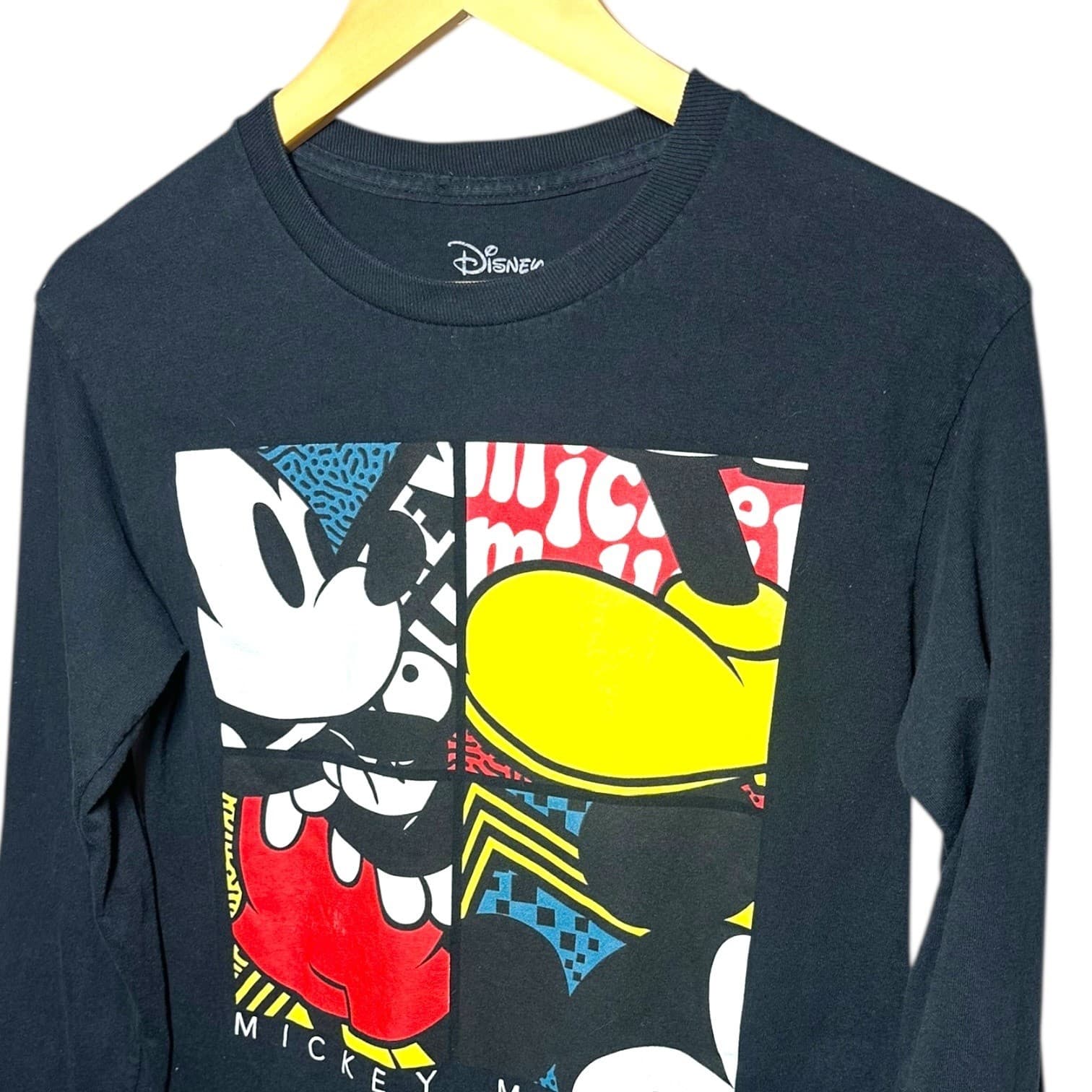Disney Men Mickey Mouse Graphic Long Sleeve T Shirt Black Size S - Thumbnail 4