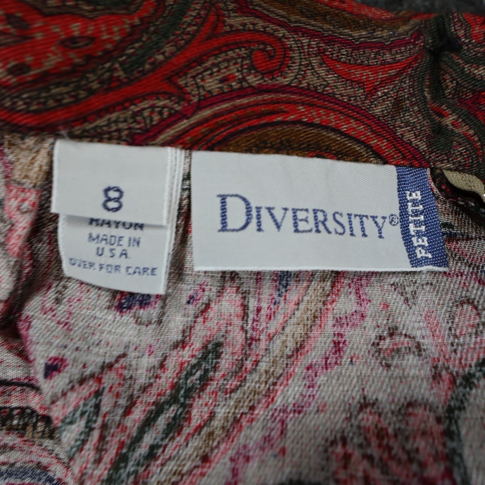 Diversity Skirt Womens 8 Petite Red Paisley Rayon Pleated A-Line Made in USA - Thumbnail 7