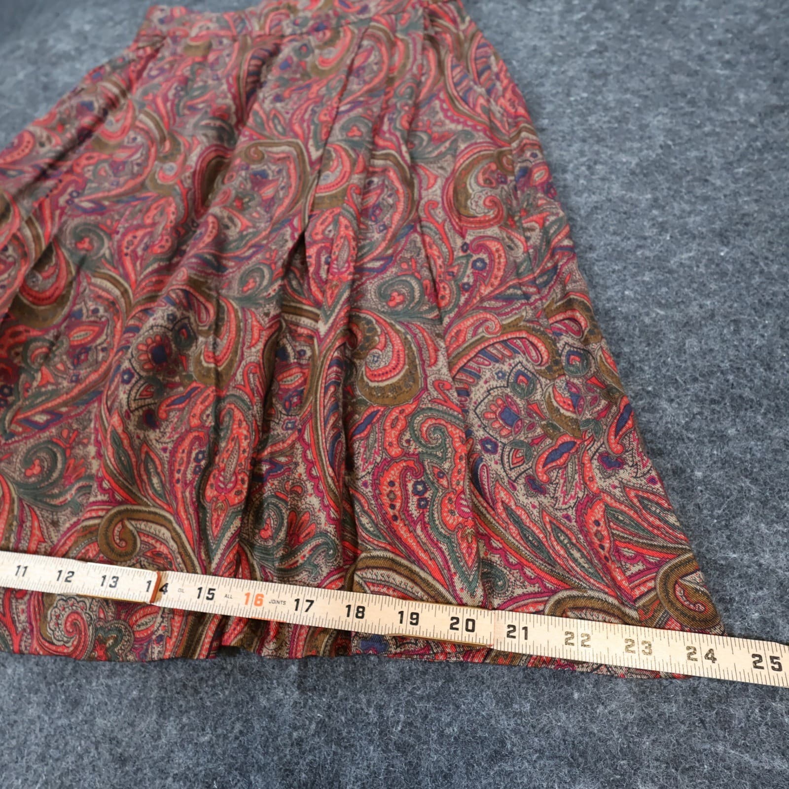Diversity Skirt Womens 8 Petite Red Paisley Rayon Pleated A-Line Made in USA - Thumbnail 6