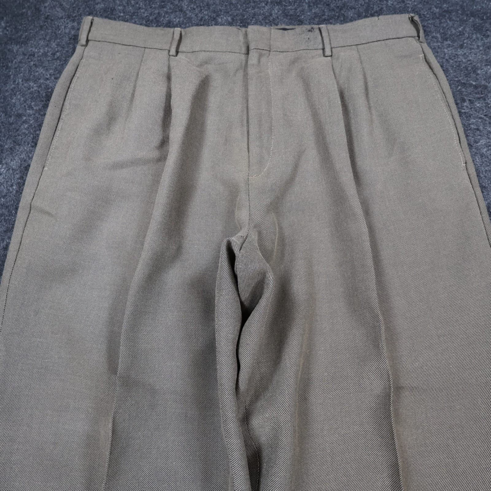 Van Heusen Dress Pants Mens 38x30 Brown Rayon Polyester Pleated Relaxed Slacks - Thumbnail 9